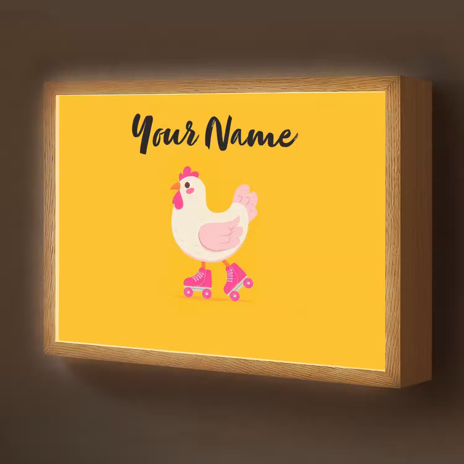 Kip - Rolschaatsen - Geel Light Box met batterij (Wandlamp kind) middel -z3d_website
