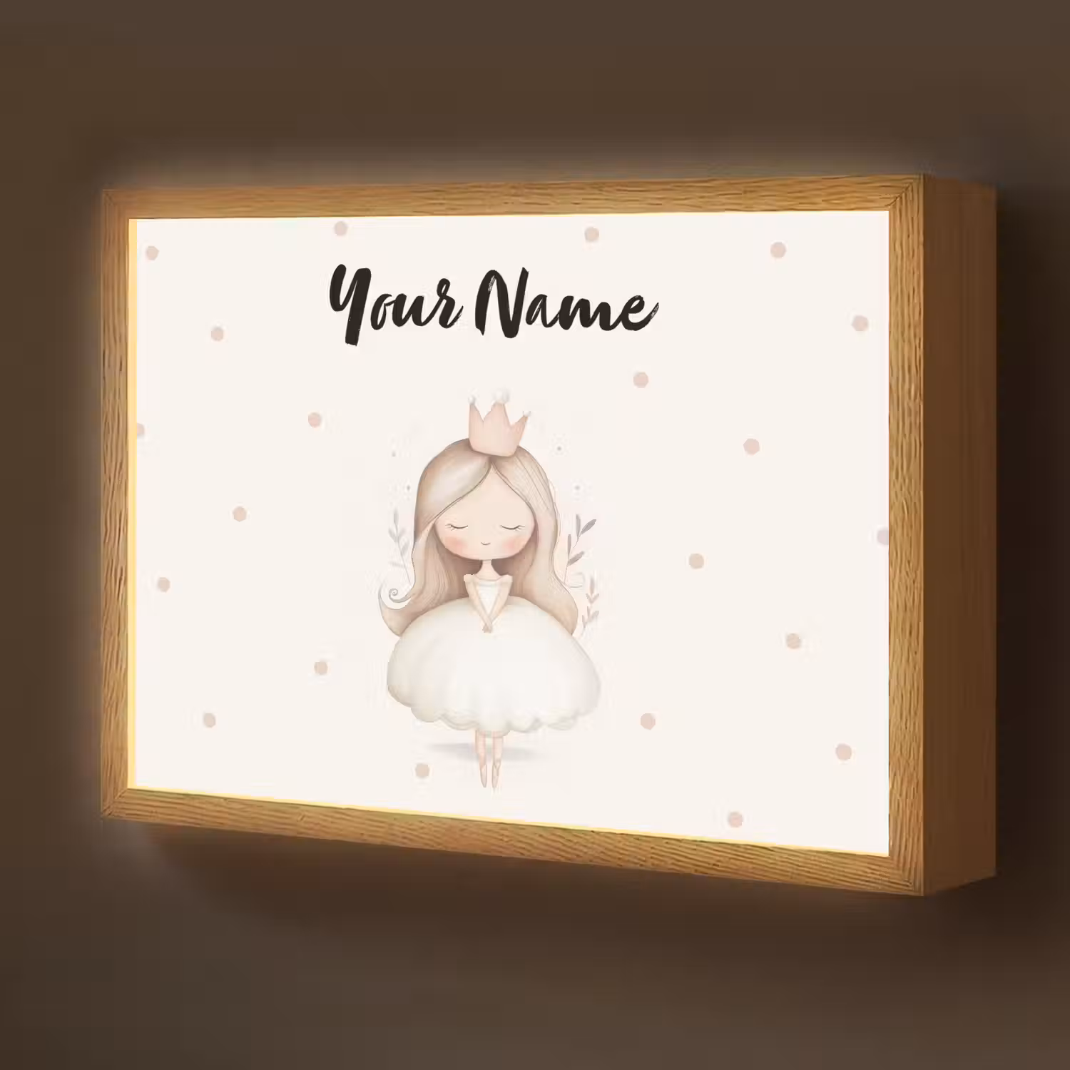 Blaadjes - Ballerina - Stippen - Kroon Light Box met batterij (Wandlamp kind) middel -z3d_website