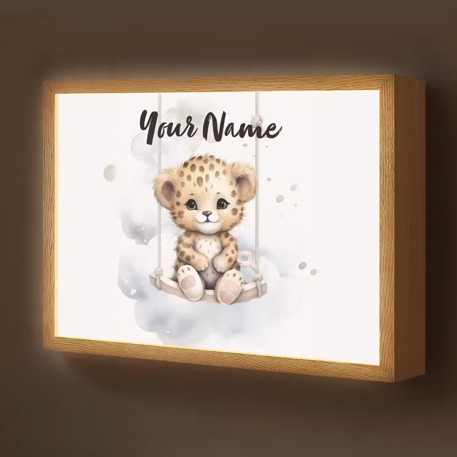 Luipaard - Dier - Kinderen Light Box met batterij (Wandlamp kind) middel -z3d_website