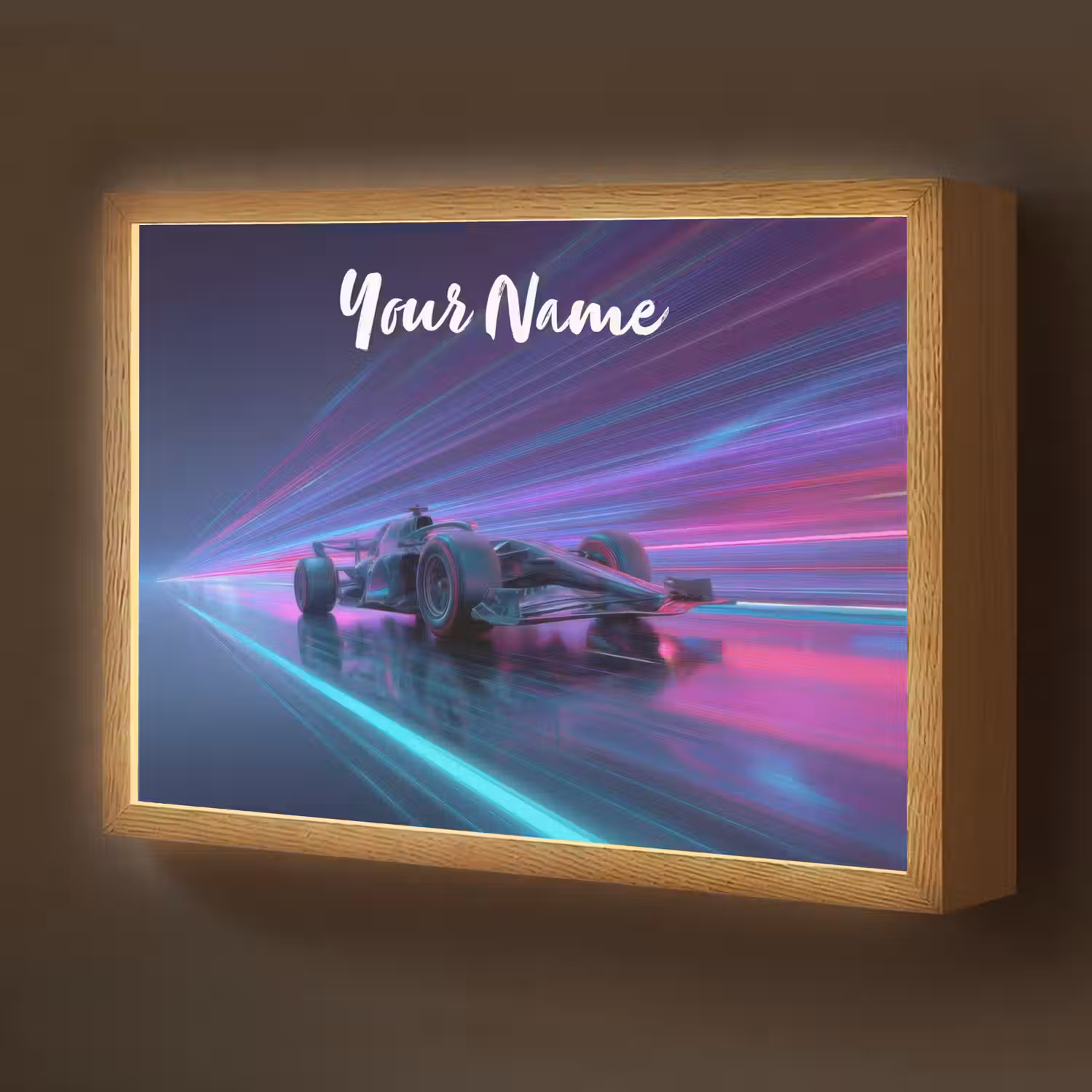 Lichtstralen - Neon - Racewagen - Paars Light Box met batterij (Wandlamp kind) middel -z3d_website