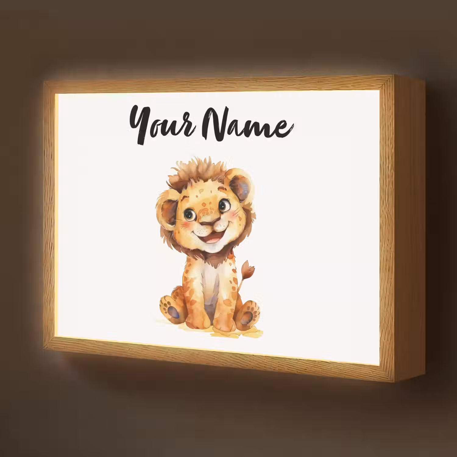 Leeuw - Baby dier Light Box met batterij (Wandlamp kind) middel -z3d_website