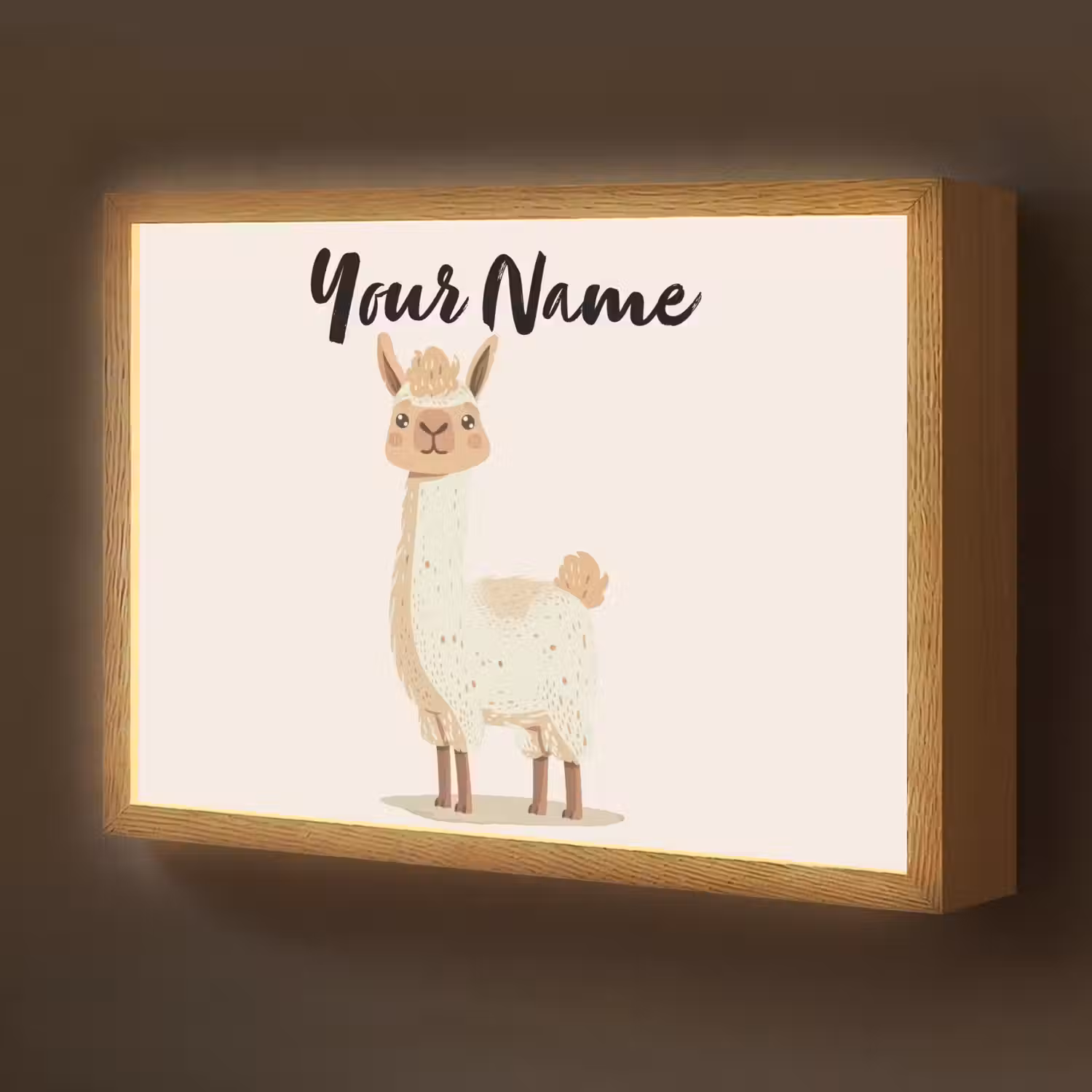 Lama - Dieren - Boerderij - Pastel Light Box met batterij (Wandlamp kind) middel -z3d_website
