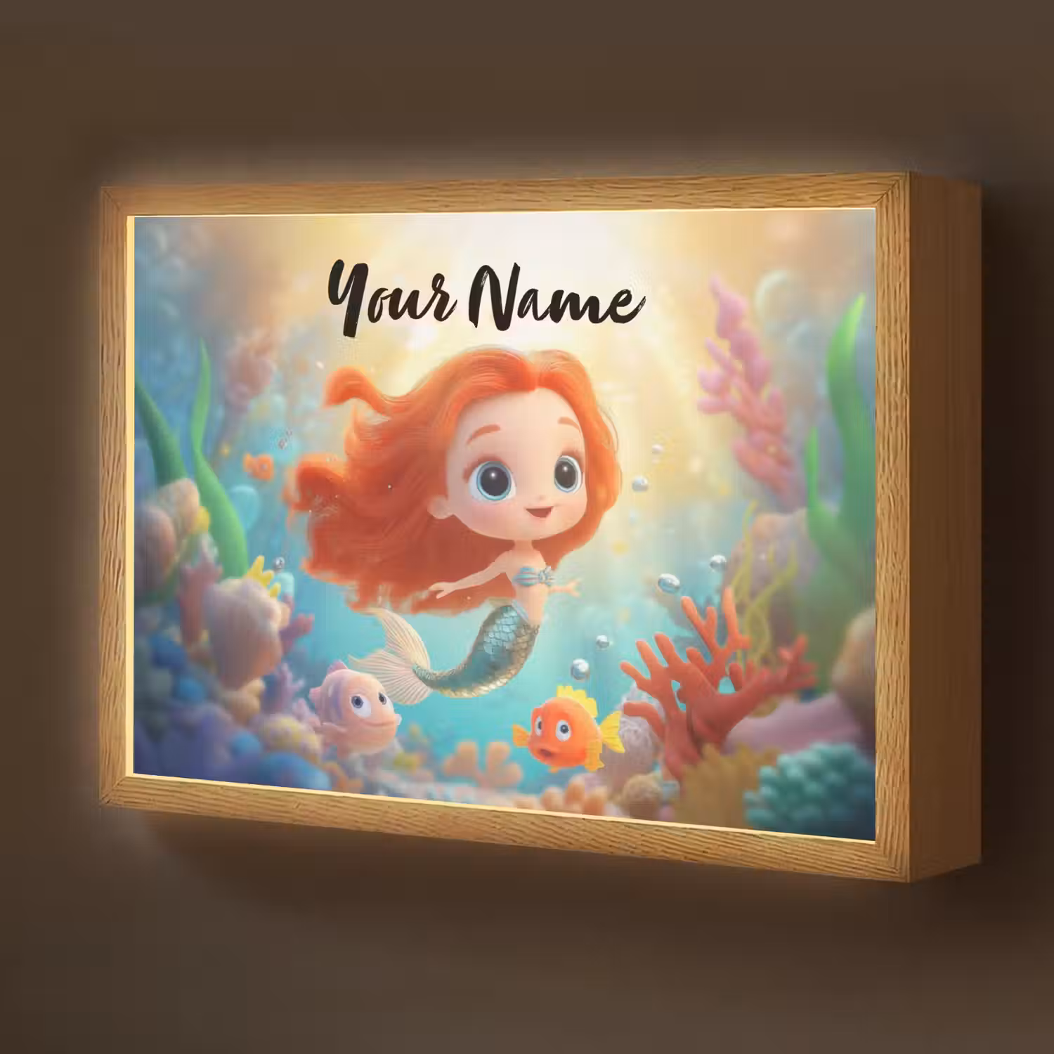 Zeemeermin - Vissen - Koraal Light Box met batterij (Wandlamp kind) middel -z3d_website