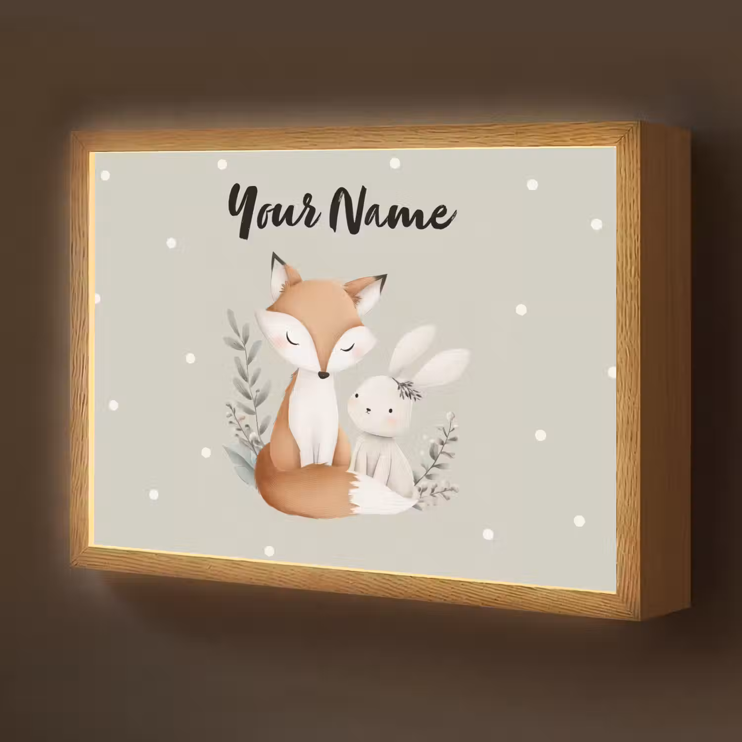 Minimalistisch - Dieren - Bladeren - Stippen Light Box met batterij (Wandlamp kind) middel -z3d_website