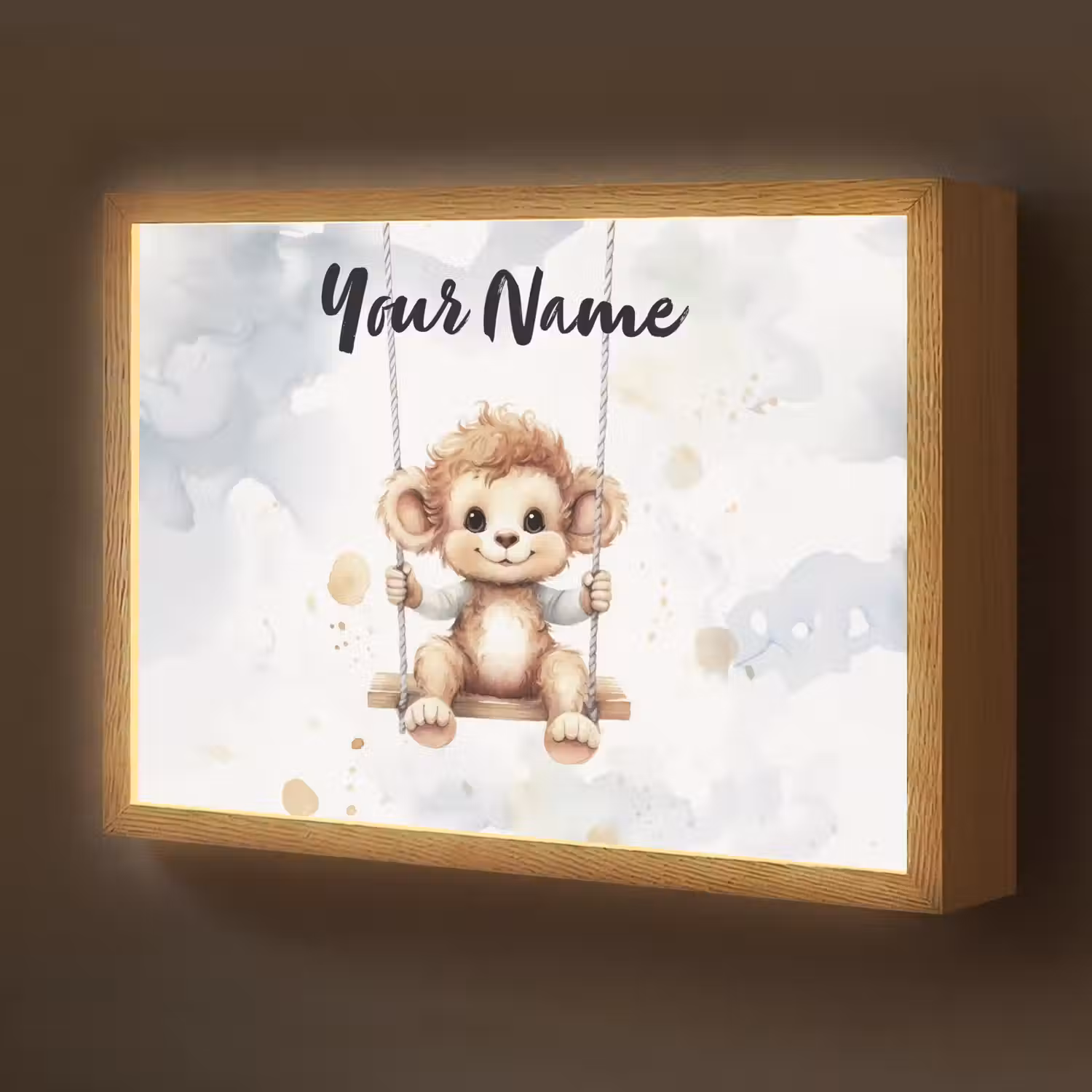 Aap - Dier - Kinderen Light Box met batterij (Wandlamp kind) middel -z3d_website