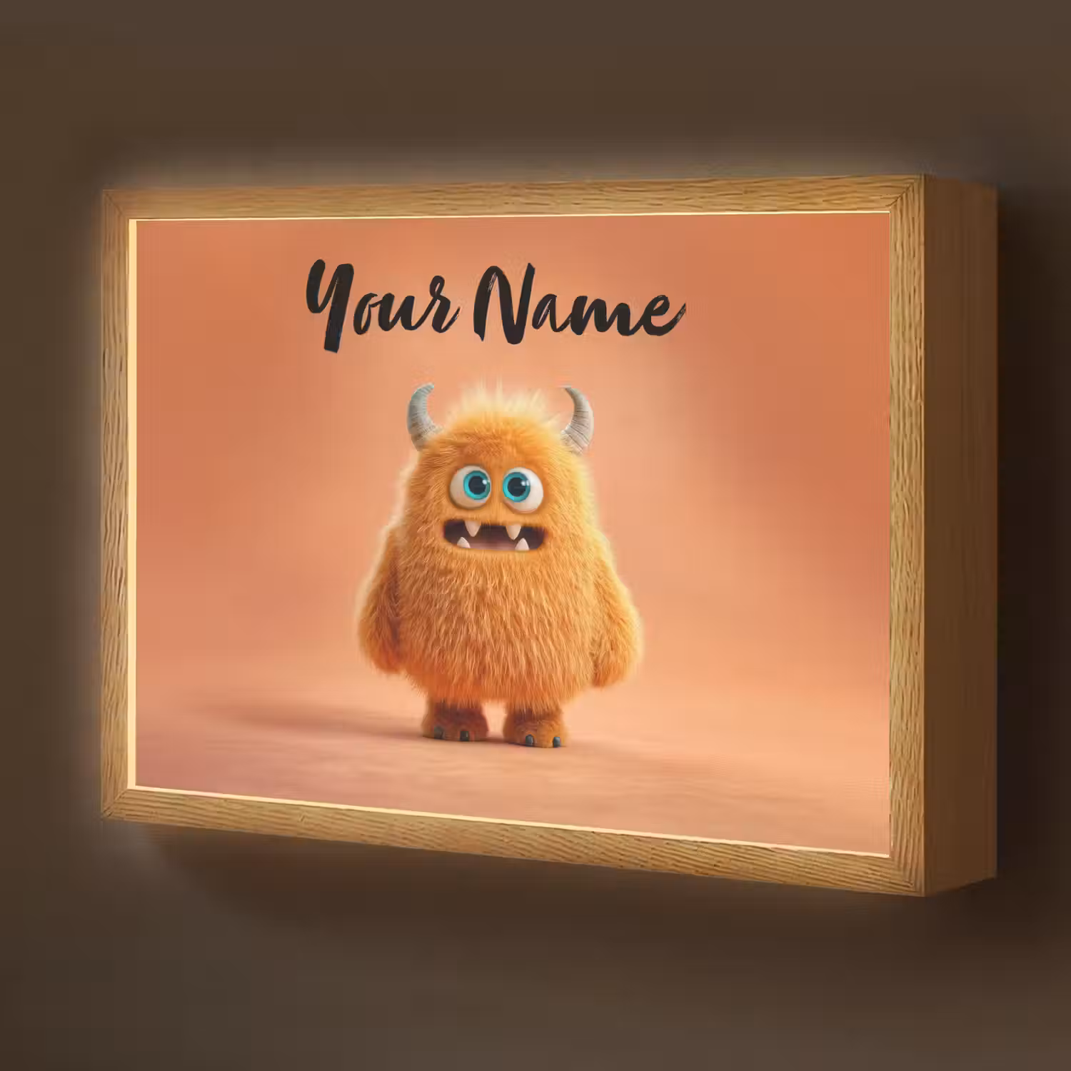 Monster - Knuffel - Oranje Light Box met batterij (Wandlamp kind) middel -z3d_website
