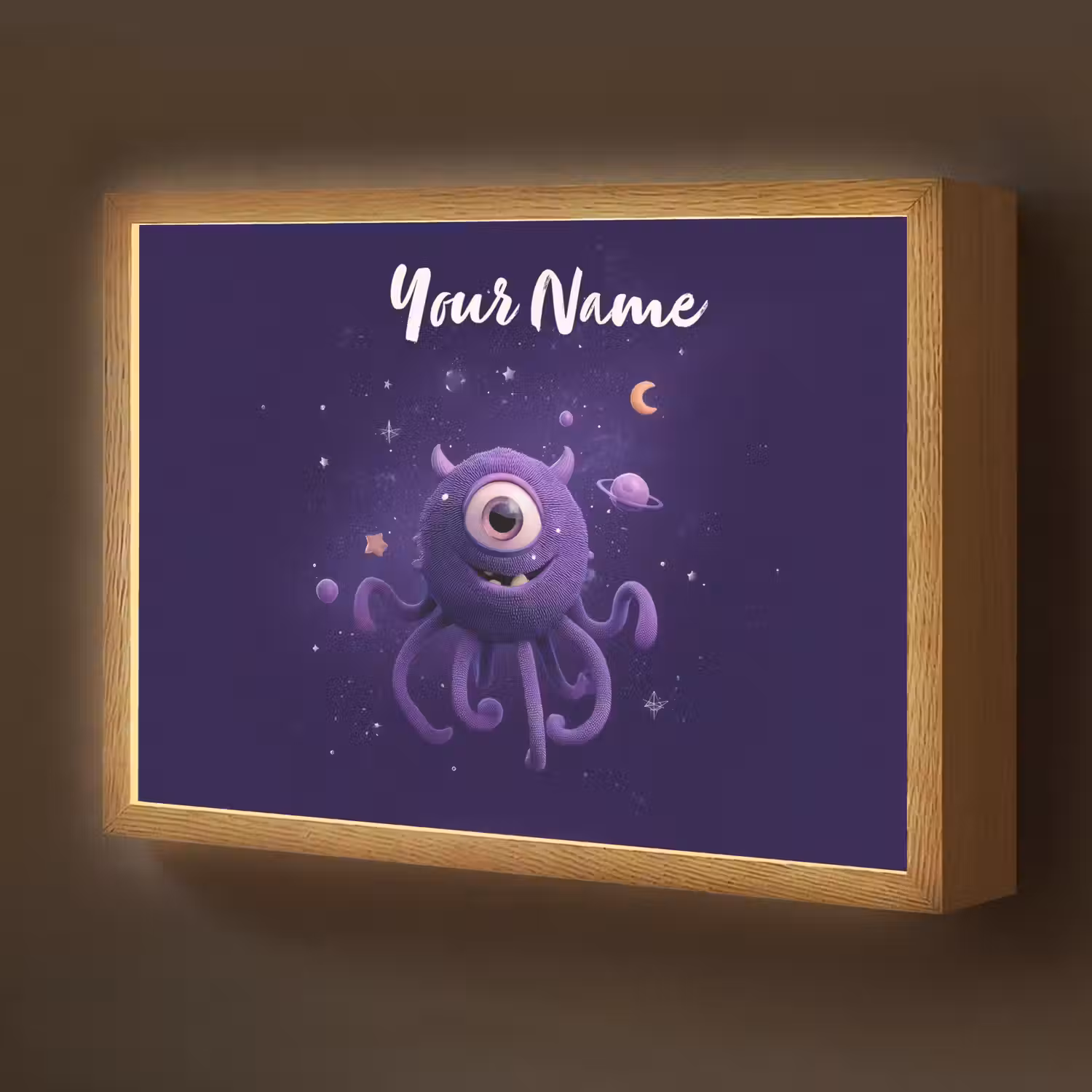 Monster - Paars - Ruimte Light Box met batterij (Wandlamp kind) middel -z3d_website