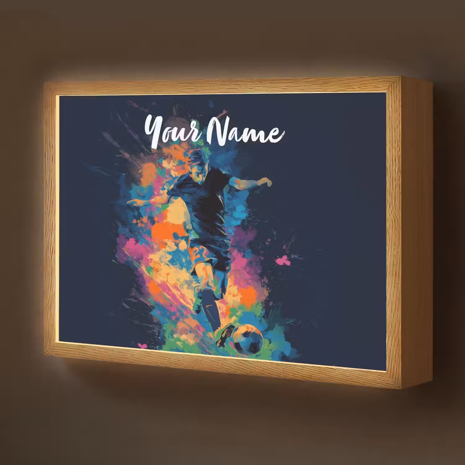 Neon - Voetballer - Kleurrijk Light Box met batterij (Wandlamp kind) middel -z3d_website