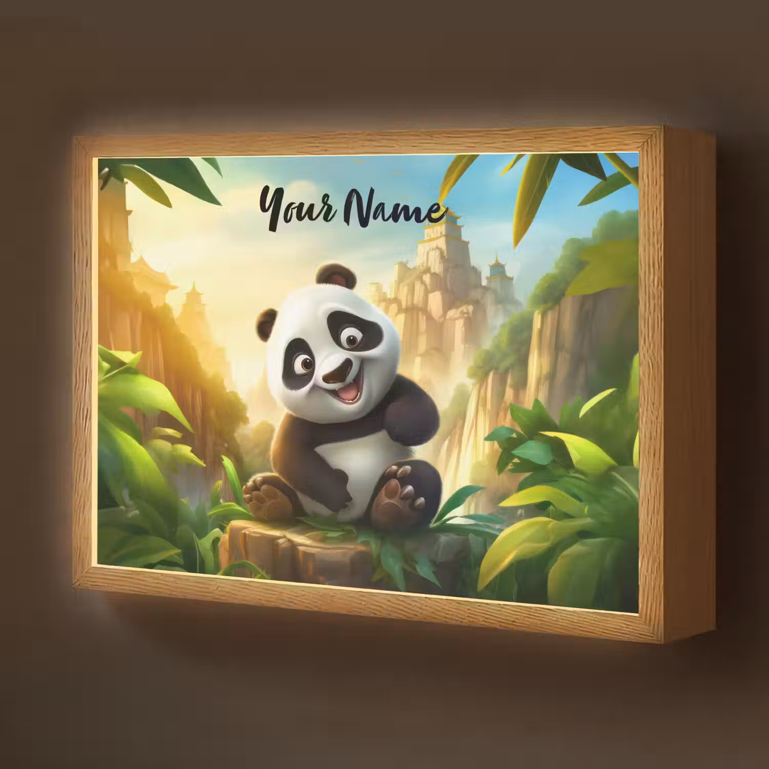 Panda - Wilde dieren - Jungle - Jongens - Kinderen Light Box met batterij (Wandlamp kind) middel -z3d_website