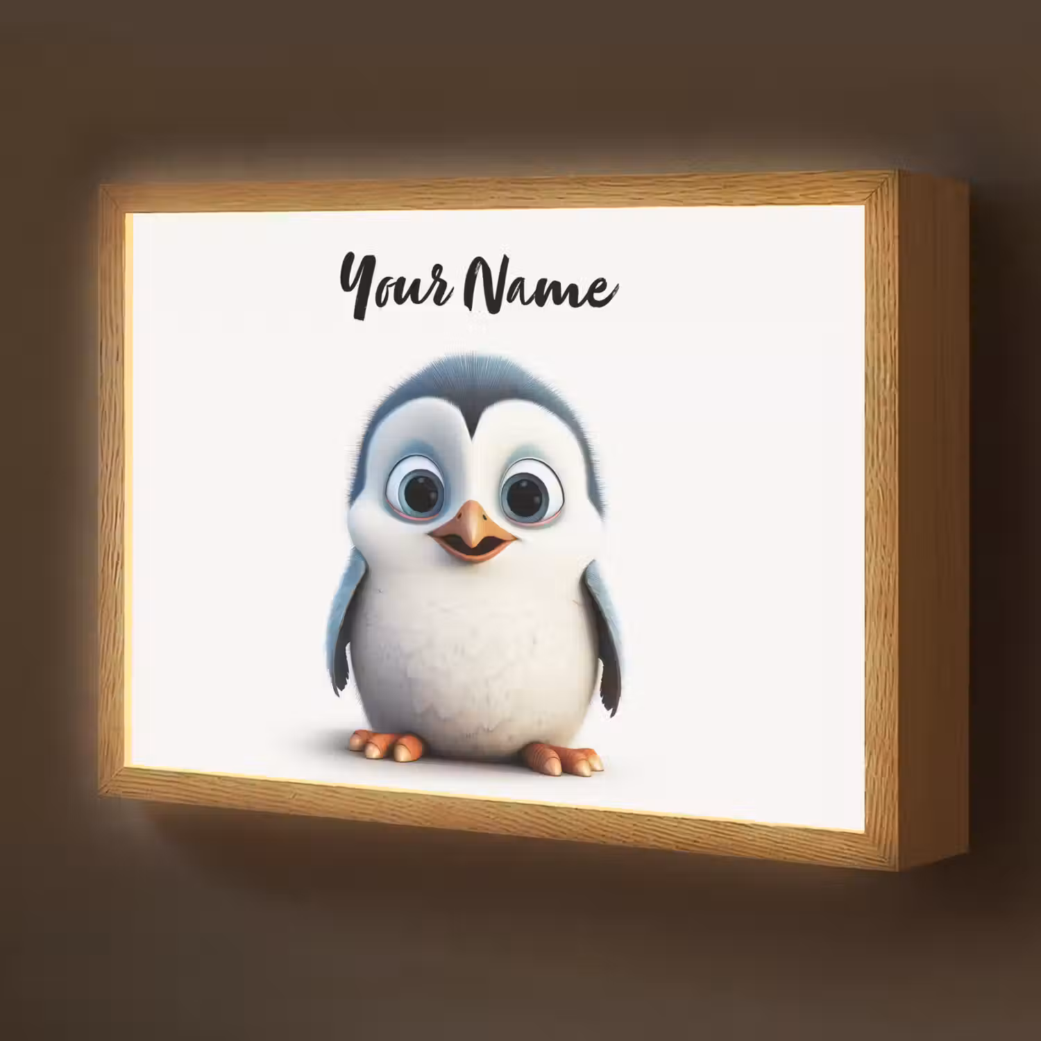 Pinguïn - Dieren - Meisjes - Kind - Jongens Light Box met batterij (Wandlamp kind) middel -z3d_website