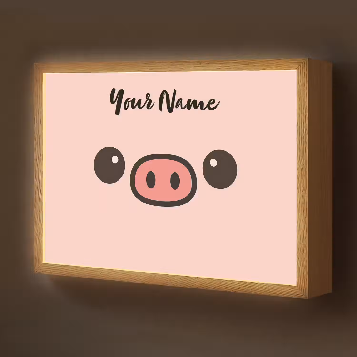 Varken - Roze - Minimalistisch Light Box met batterij (Wandlamp kind) middel -z3d_website