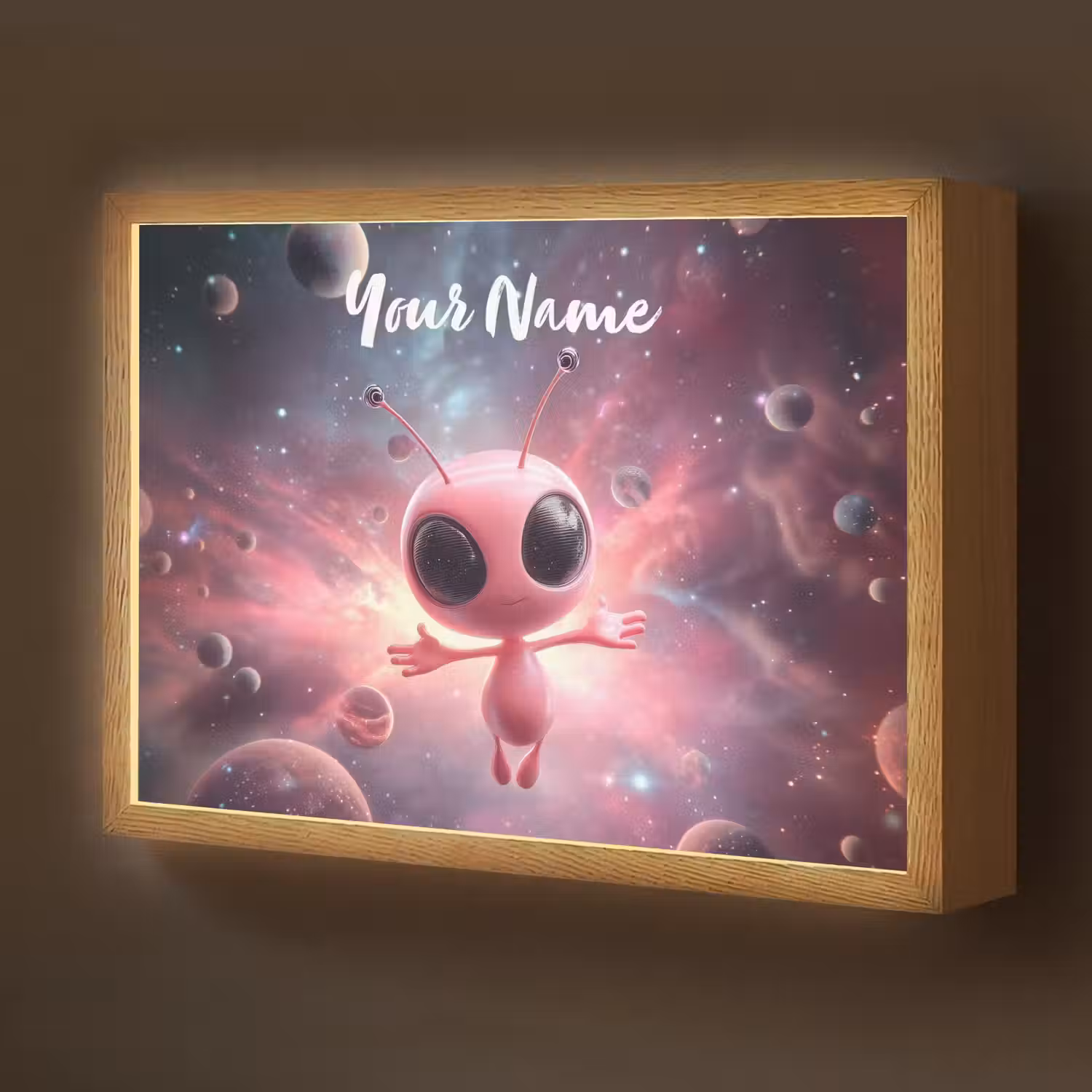 Roze - Alien - Planeten - Ruimte Light Box met batterij (Wandlamp kind) middel -z3d_website