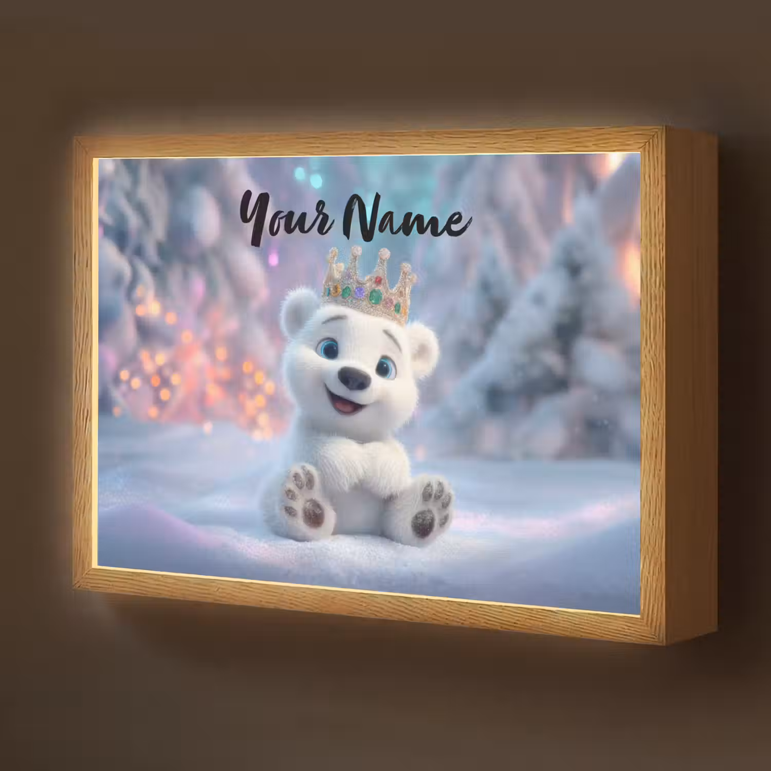 Ijsbeer - Kroon - Winter Light Box met batterij (Wandlamp kind) middel -z3d_website