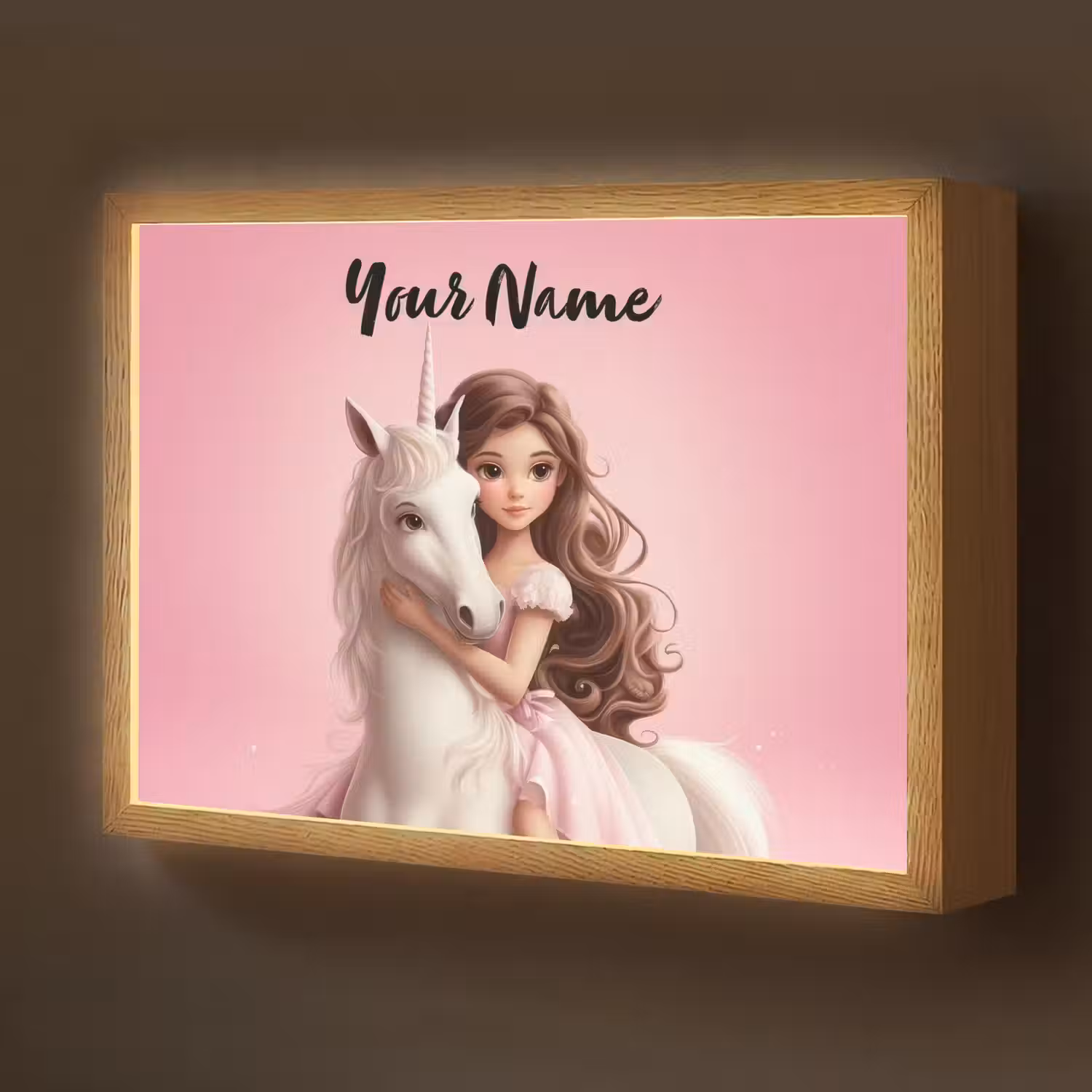 Prinses - Roze - Eenhoorn Light Box met batterij (Wandlamp kind) middel -z3d_website