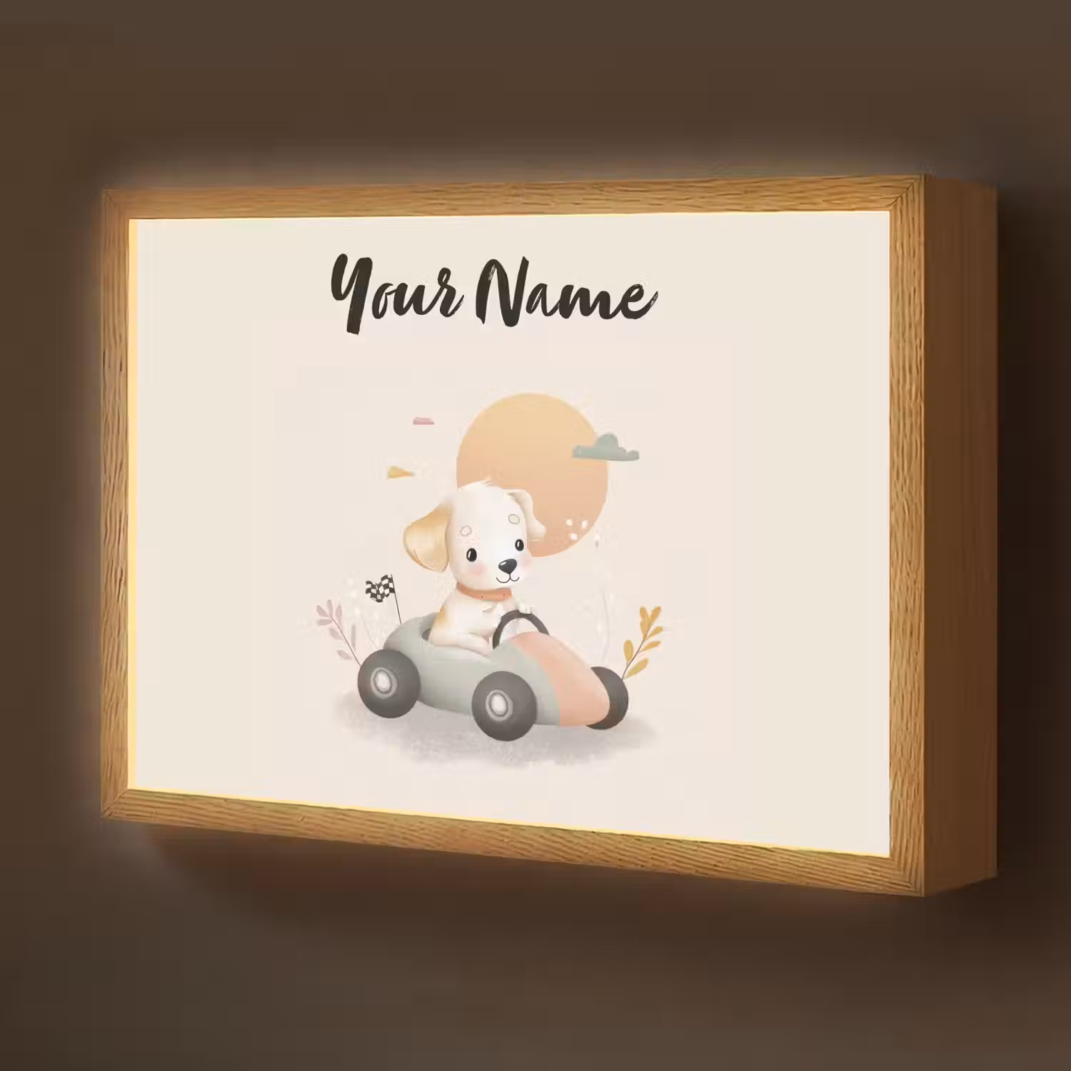 Puppy - Oranje - Raceauto Light Box met batterij (Wandlamp kind) middel -z3d_website