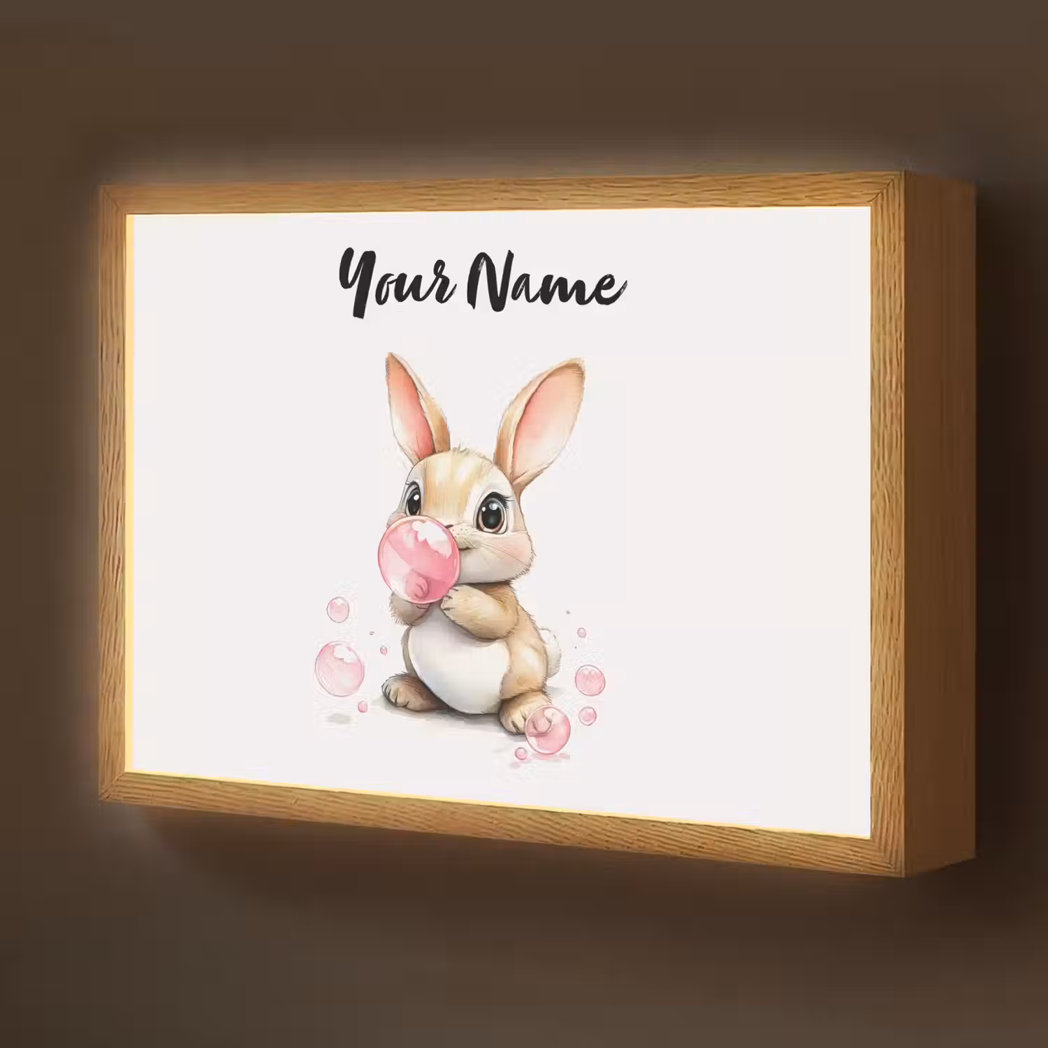Konijn - Roze - Bellen Light Box met batterij (Wandlamp kind) middel -z3d_website