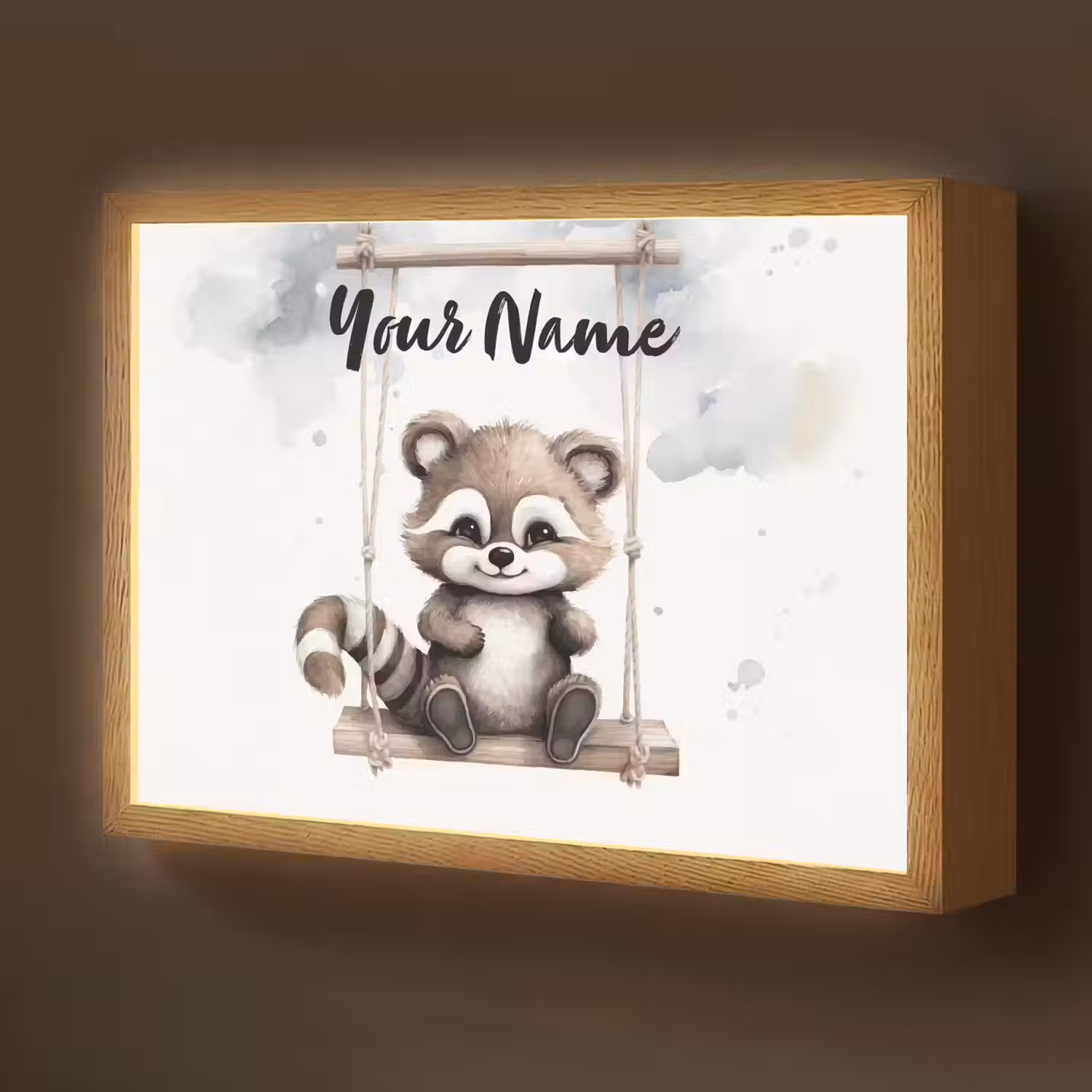 Wasbeer - Dier - Kinderen Light Box met batterij (Wandlamp kind) middel -z3d_website