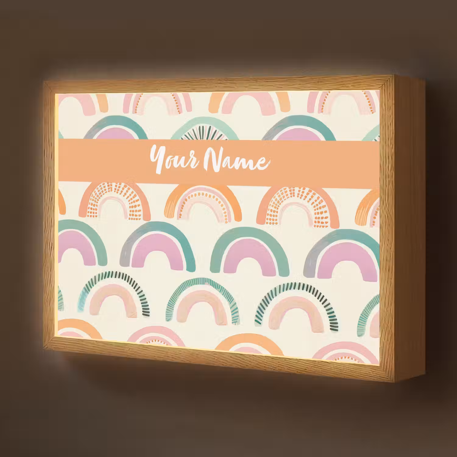 Regenboog - Pastel - Patroon Light Box met batterij (Wandlamp kind) middel -z3d_website
