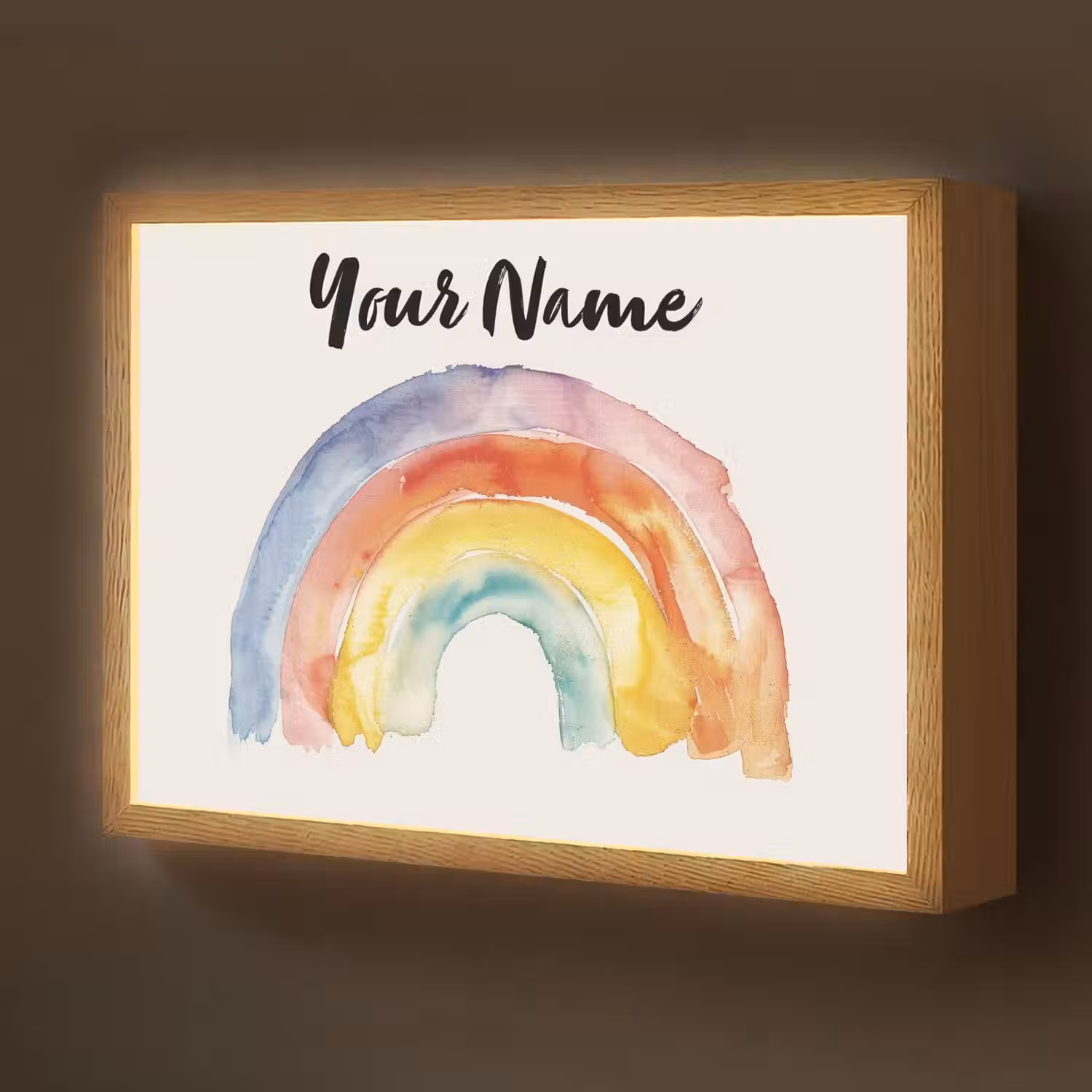 Regenboog - Watercolor - Kleurrijk Light Box met batterij (Wandlamp kind) middel -z3d_website