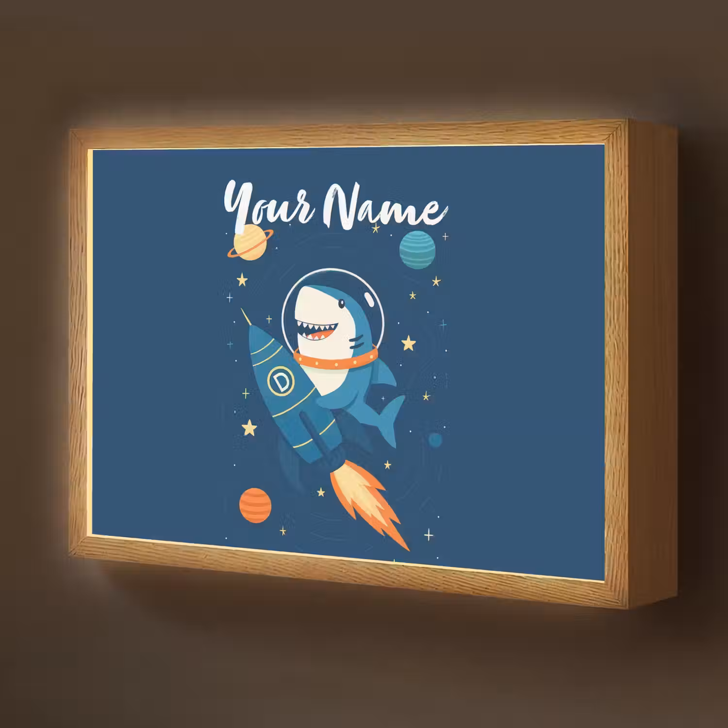 Raket - Haai - Ruimte Light Box met batterij (Wandlamp kind) middel -z3d_website