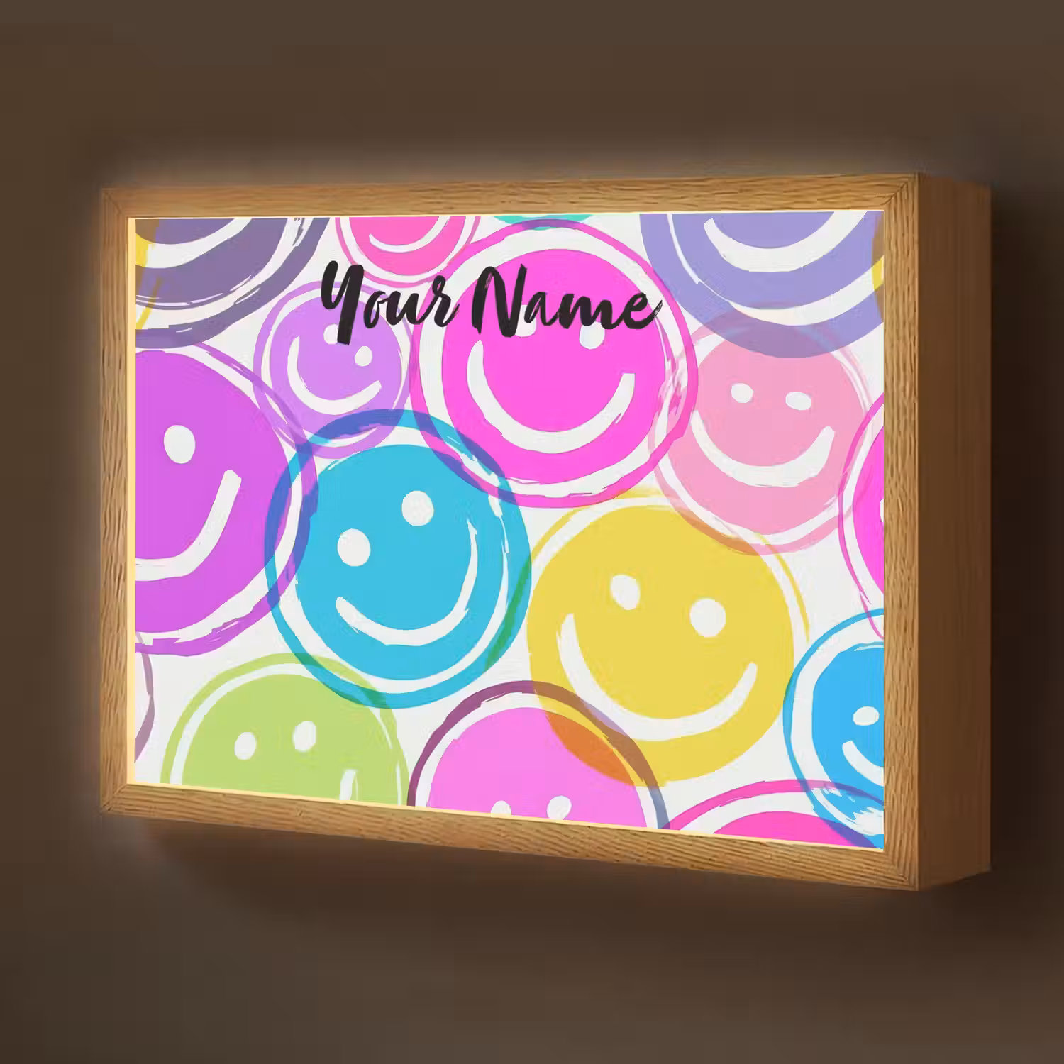 Smileys - Kleurrijk - Neon Light Box met batterij (Wandlamp kind) middel -z3d_website