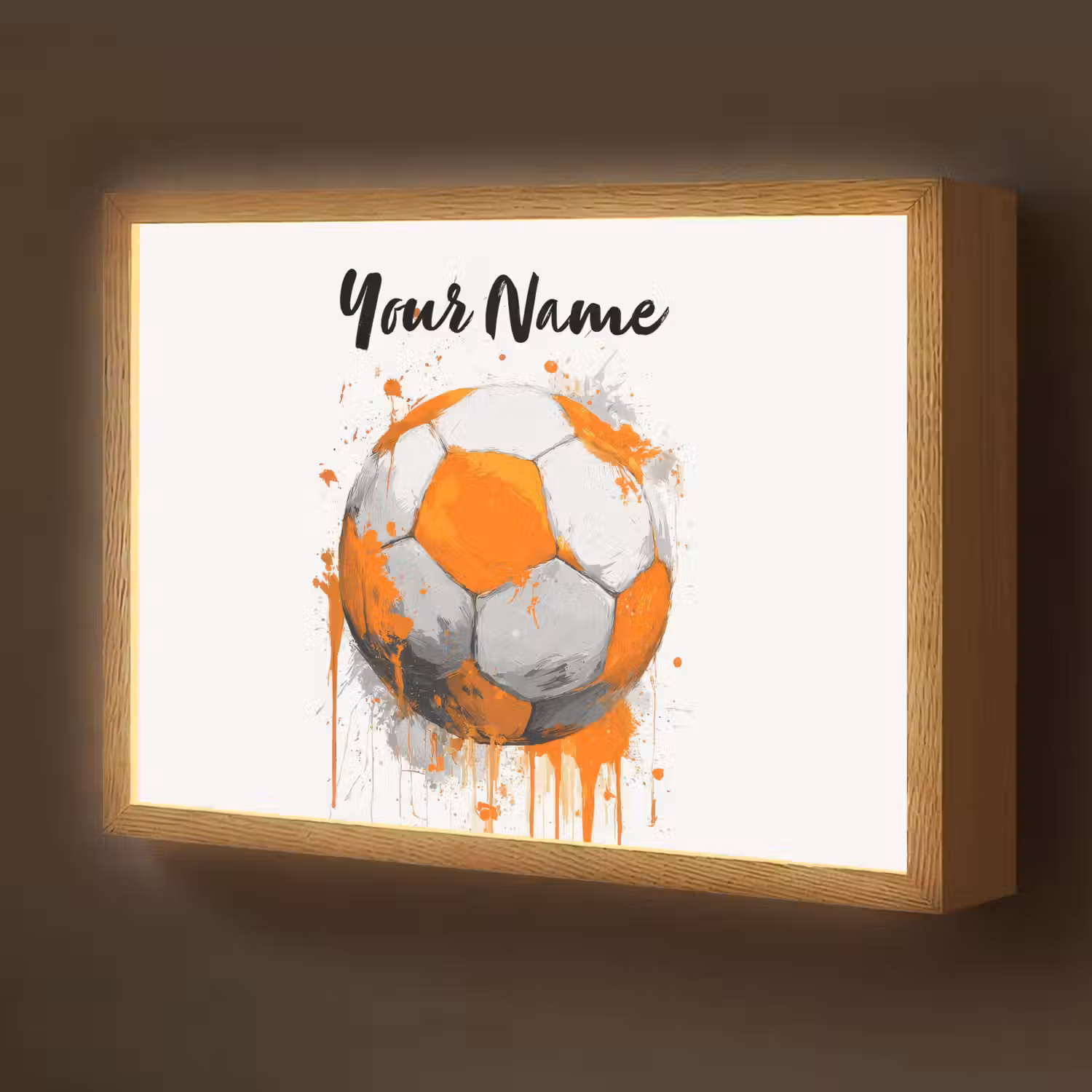 Voetbal - Abstract - Oranje - Verfspatten Light Box met batterij (Wandlamp kind) middel -z3d_website