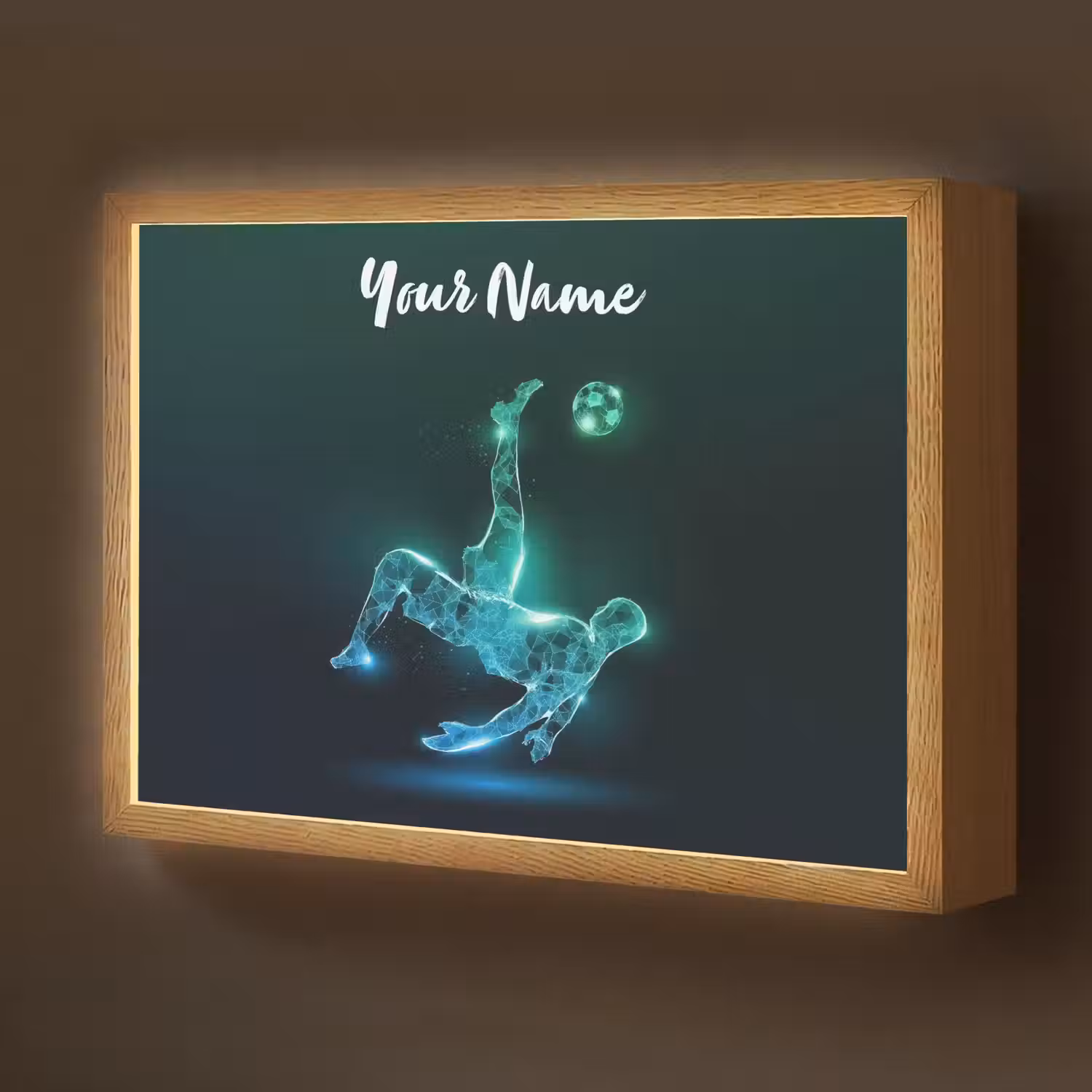 Voetbal - Voetballer - Jongen - Zwart Light Box met batterij (Wandlamp kind) middel -z3d_website