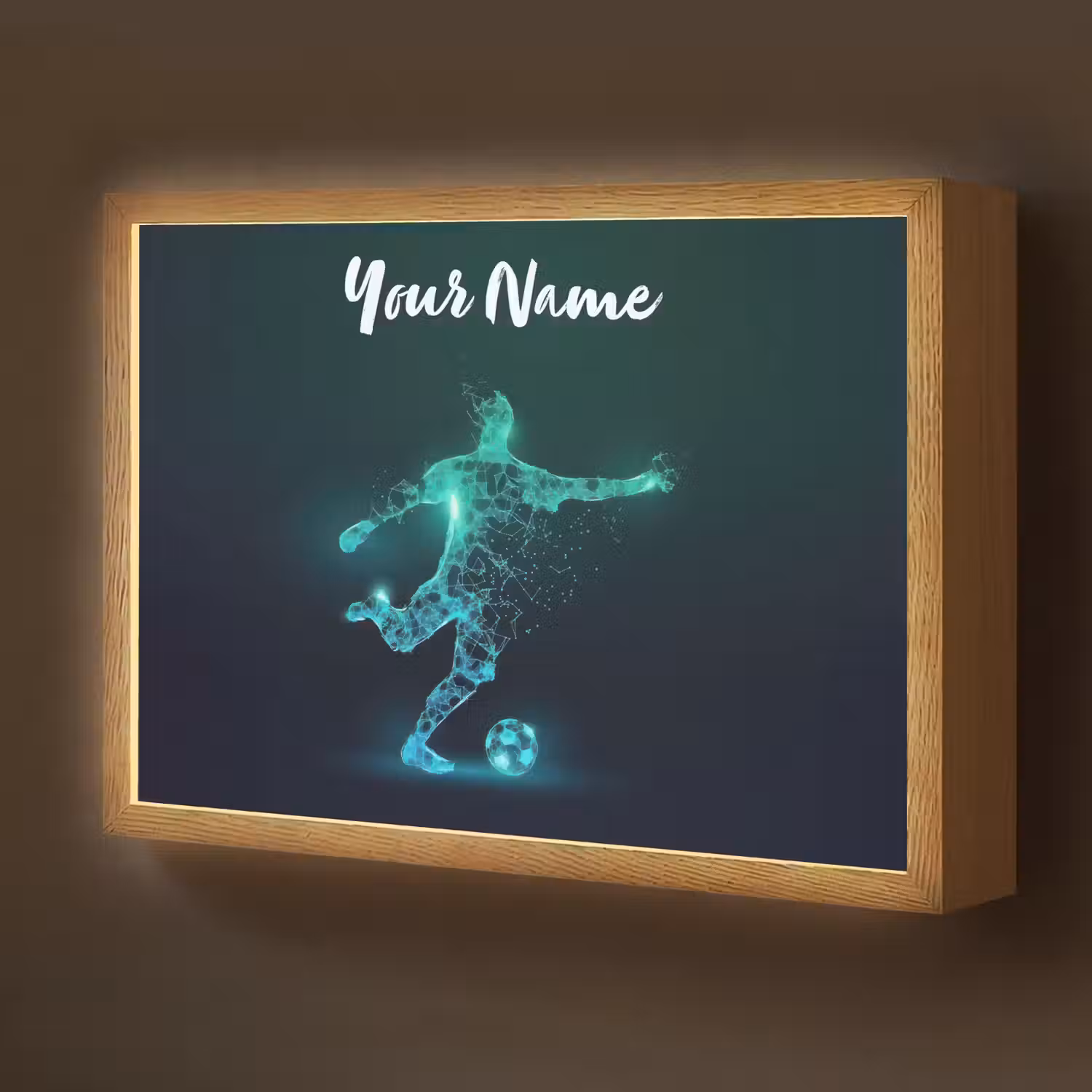 Voetballer - Trap - Blauw - Digitaal Light Box met batterij (Wandlamp kind) middel -z3d_website