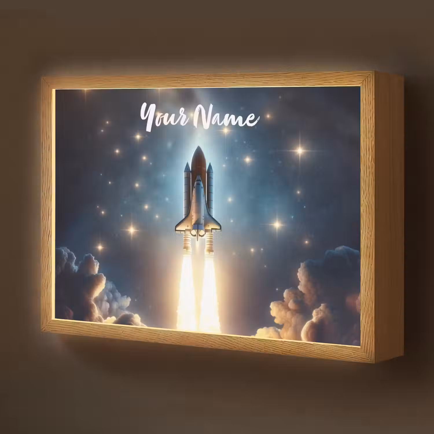 Ruimtevaart - Raket - Space - Sterren Light Box met batterij (Wandlamp kind) middel -z3d_website