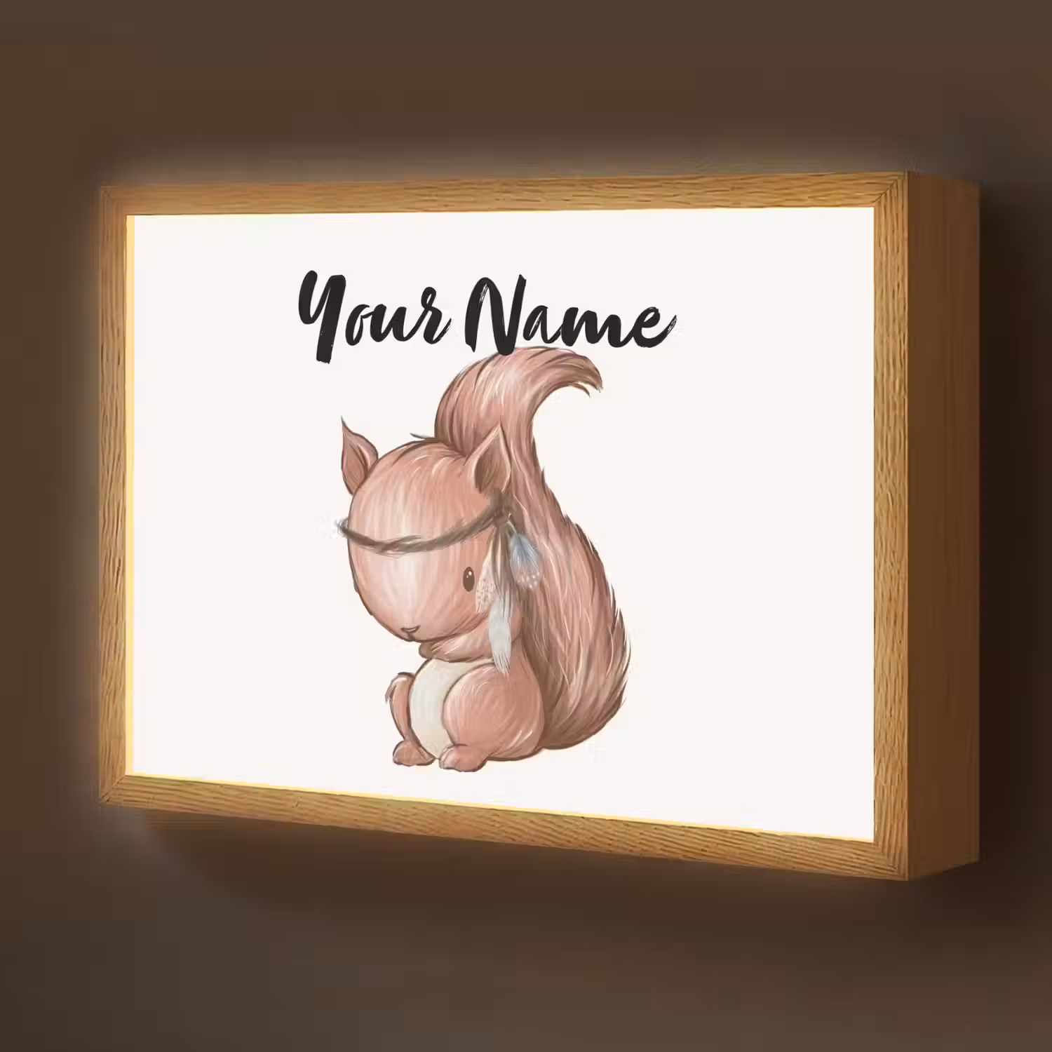 Eekhoorn - Dier - Bosdieren - Bruin Light Box met batterij (Wandlamp kind) middel -z3d_website