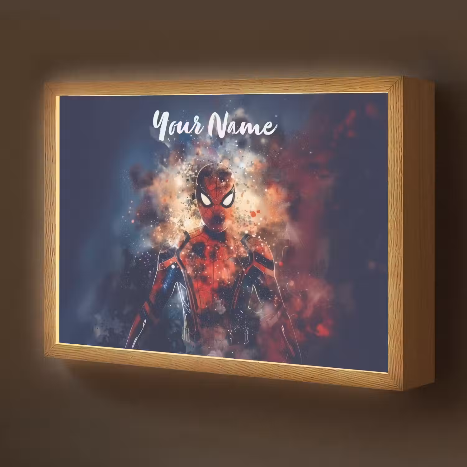 Superheld - Jongens - Rook - Kleuren Light Box met batterij (Wandlamp kind) middel -z3d_website