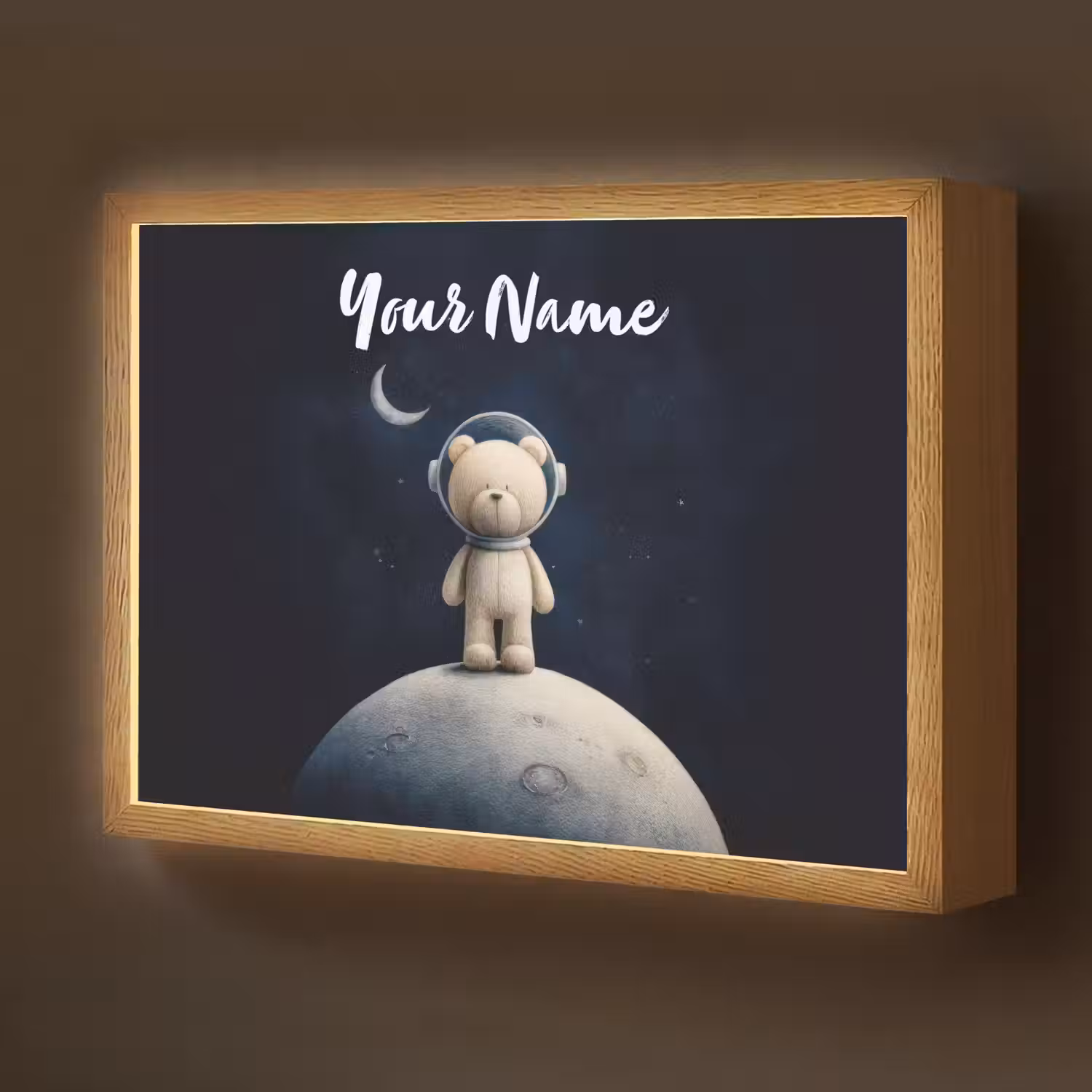 Teddybeer - Ruimtehelm - Maan - Sterren Light Box met batterij (Wandlamp kind) middel -z3d_website
