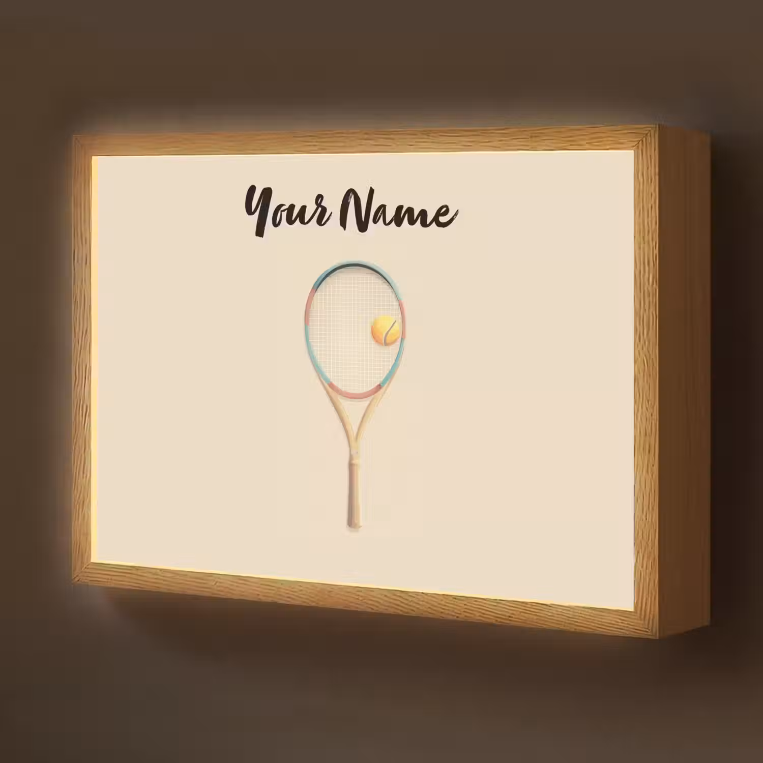 Tennisracket - Bal - Beige Light Box met batterij (Wandlamp kind) middel -z3d_website