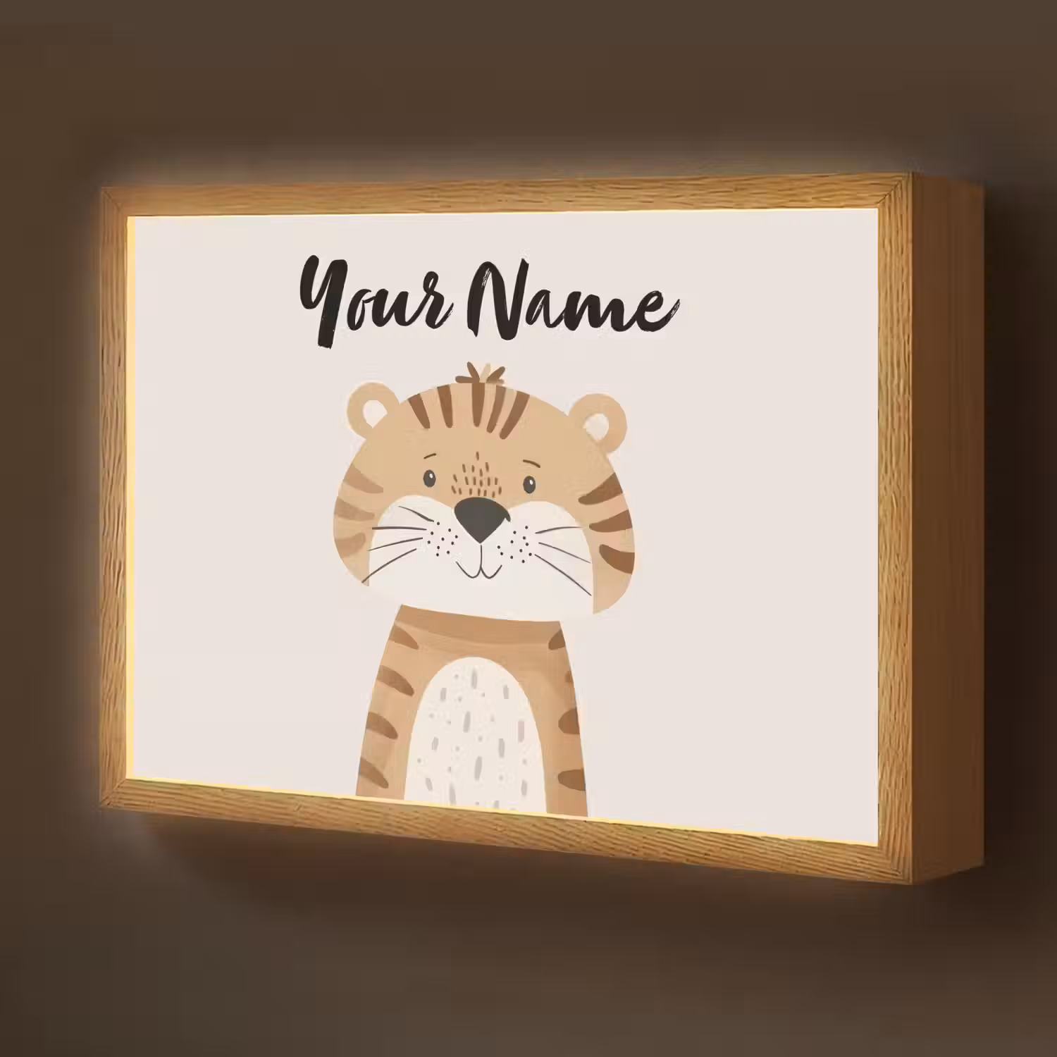 Tijger - Wilde dieren - Pastel Light Box met batterij (Wandlamp kind) middel -z3d_website