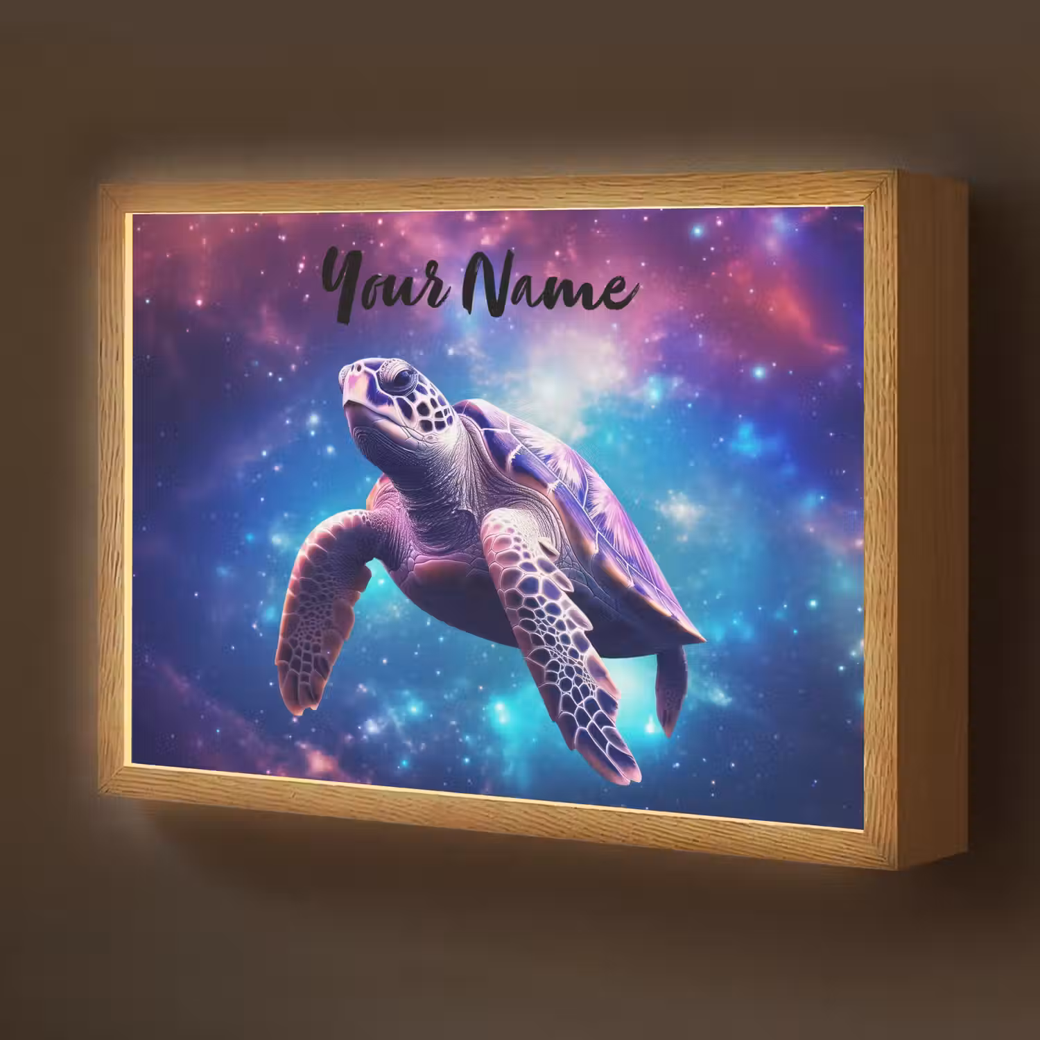 Schildpad - Dier - Galaxy - Ruimte Light Box met batterij (Wandlamp kind) middel -z3d_website