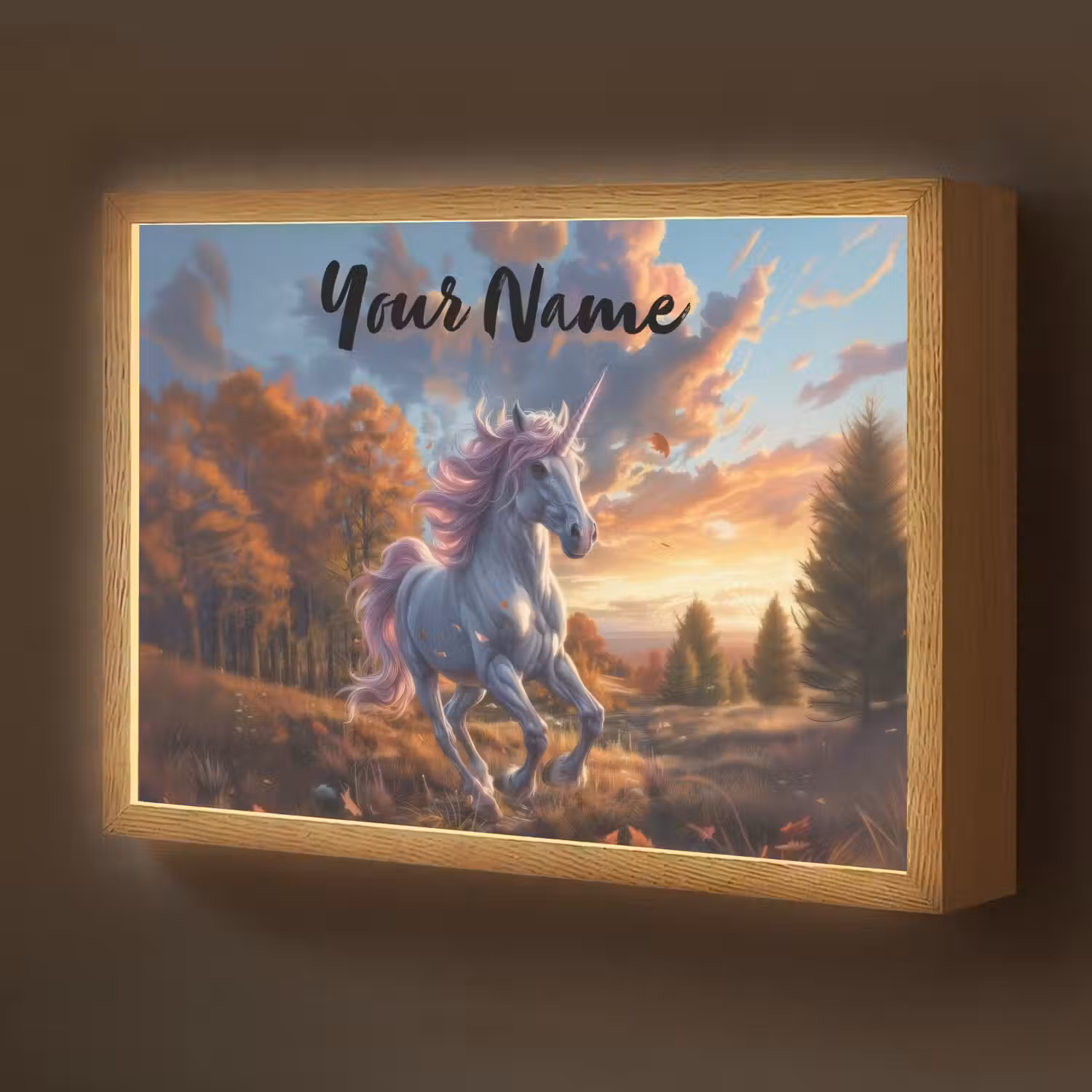 Eenhoorn - Sprookjes dier - Natuur - Meisjes Light Box met batterij (Wandlamp kind) middel -z3d_website