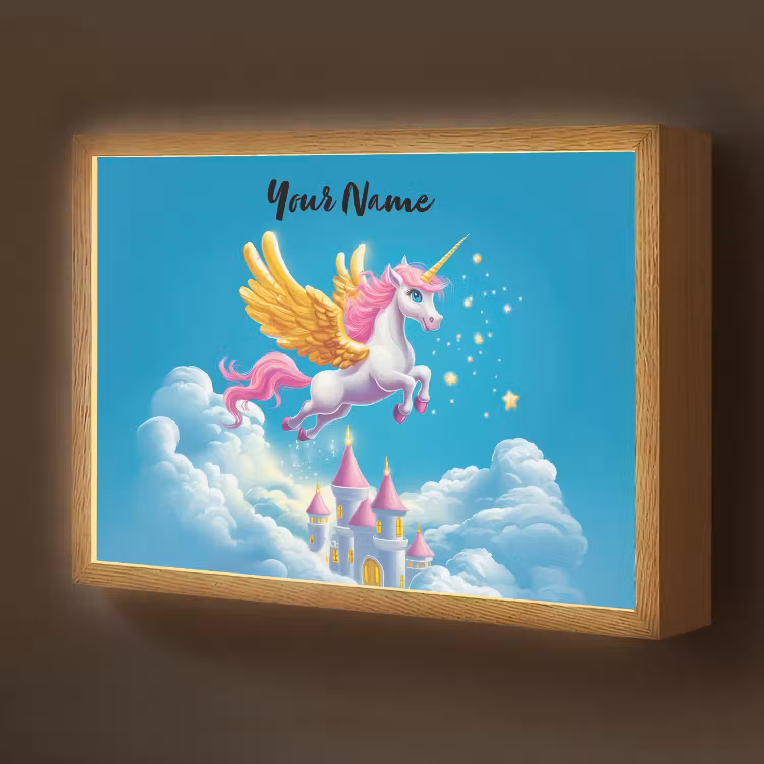 Eenhoorn - Fantasie - Kasteel Light Box met batterij (Wandlamp kind) middel -z3d_website