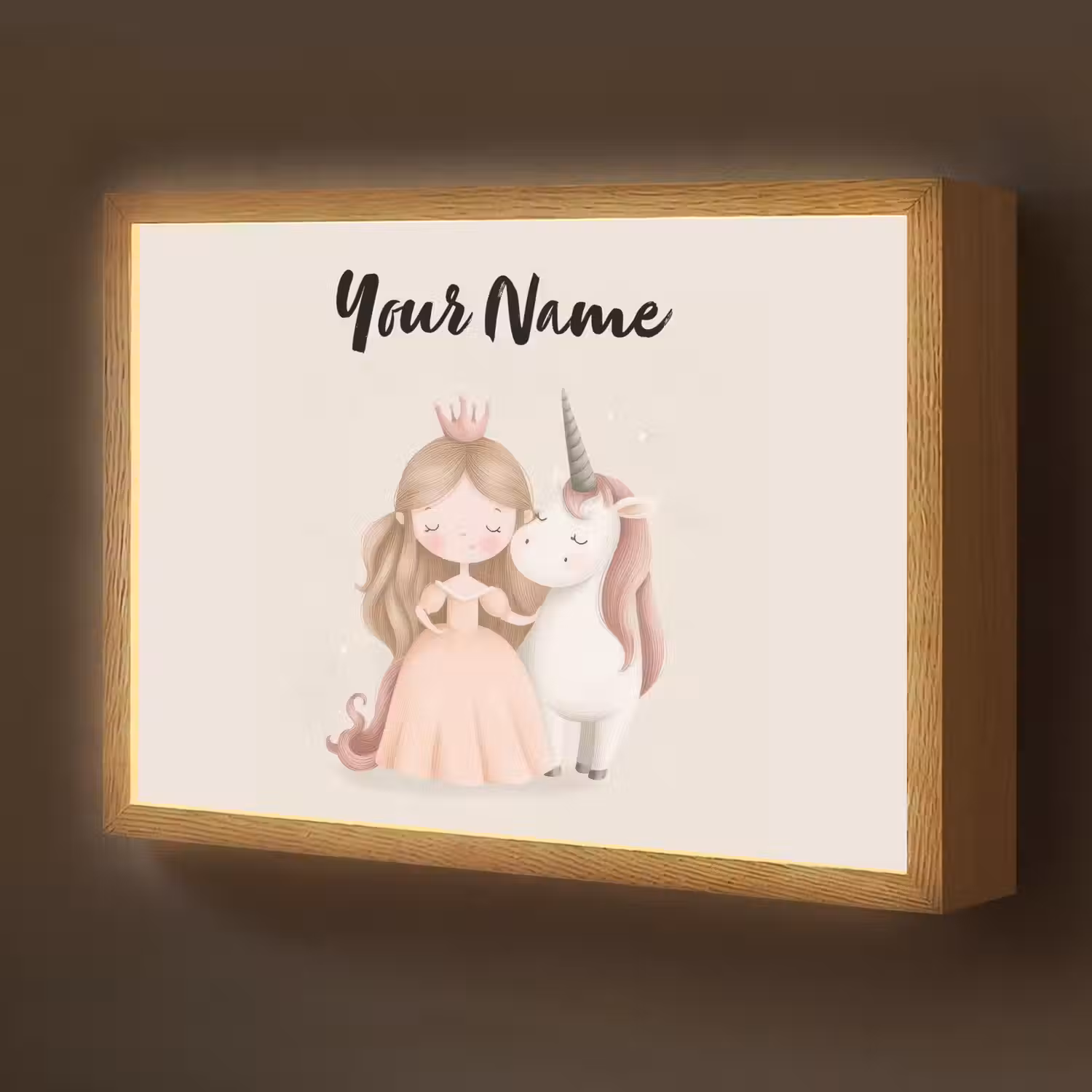 Eenhoorn - Prinses - Kroon - Jurk Light Box met batterij (Wandlamp kind) middel -z3d_website