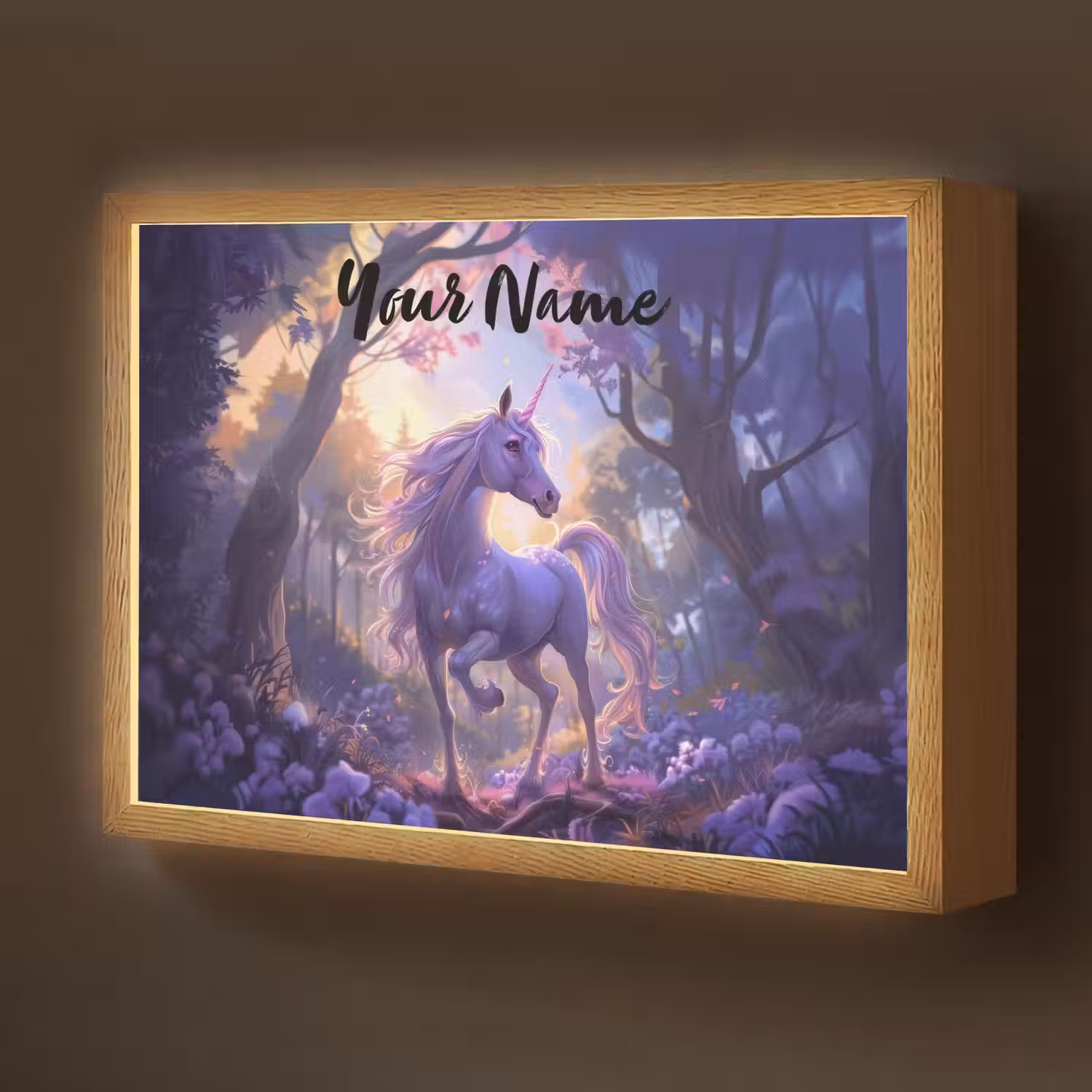 Eenhoorn - Paars - Sprookje - Fantasy dier Light Box met batterij (Wandlamp kind) middel -z3d_website