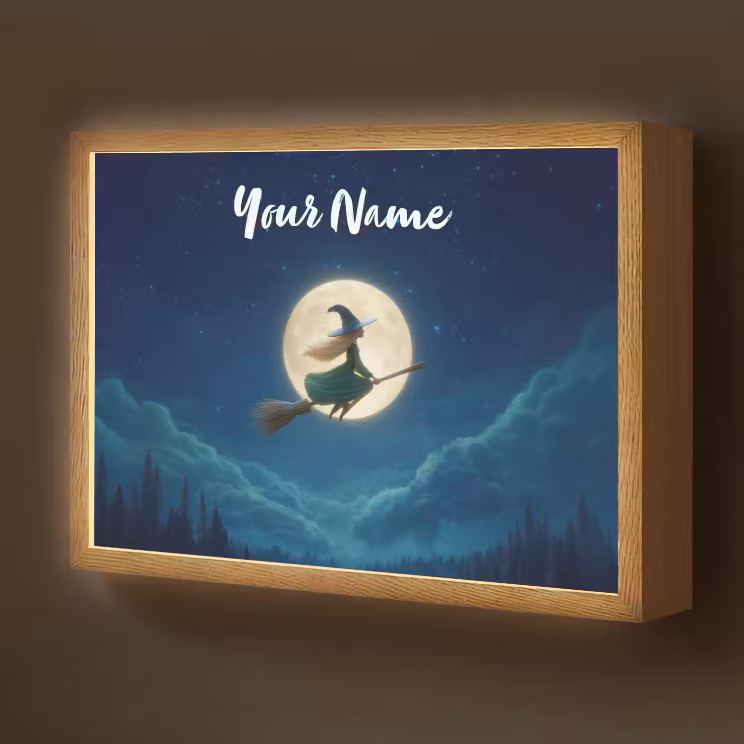 Heks - Volle maan - Sterrenhemel Light Box met batterij (Wandlamp kind) middel -z3d_website