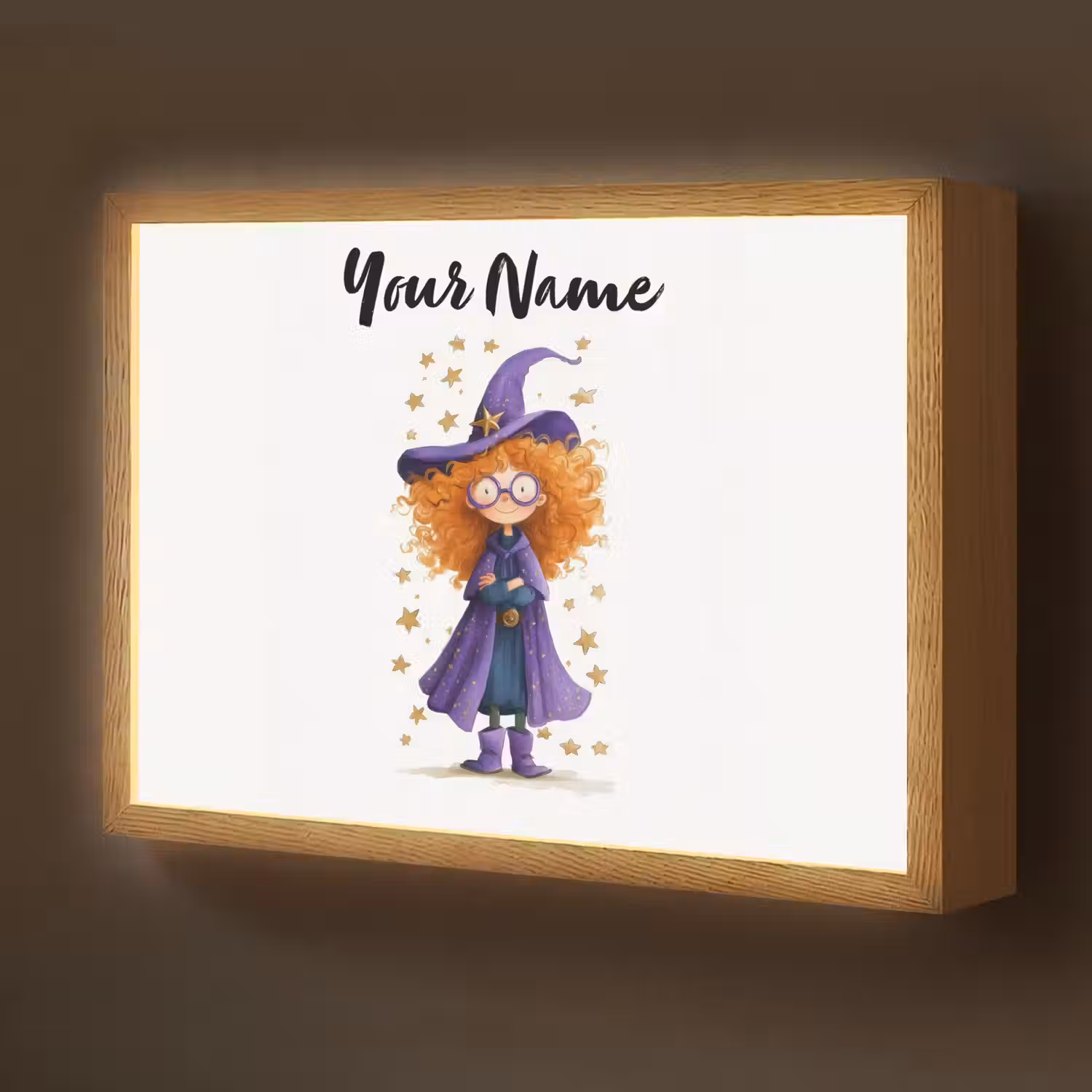 Toverheks - Sterren - Paars Light Box met batterij (Wandlamp kind) middel -z3d_website