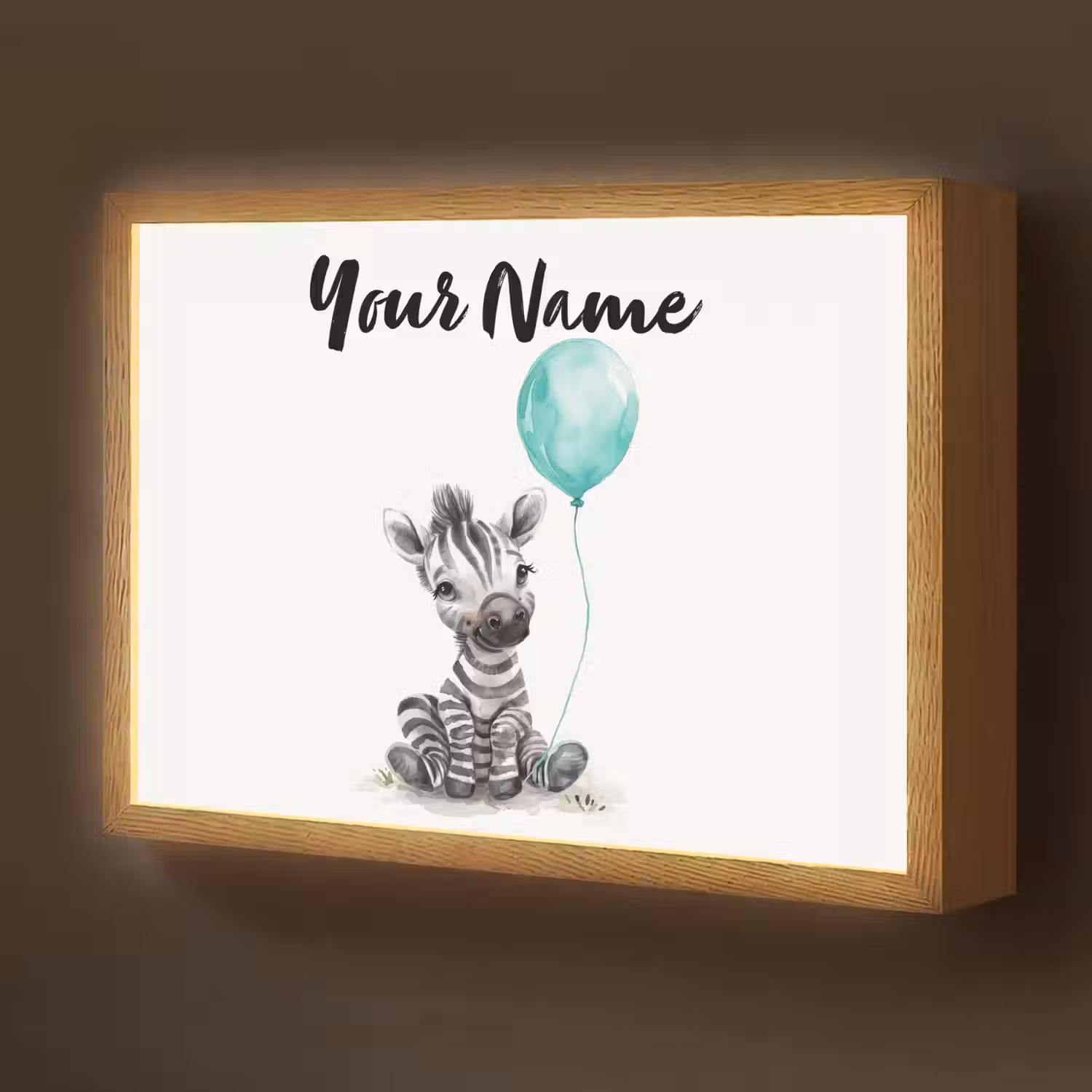 Zebra - Baby dier - Blauwe ballon Light Box met batterij (Wandlamp kind) middel -z3d_website