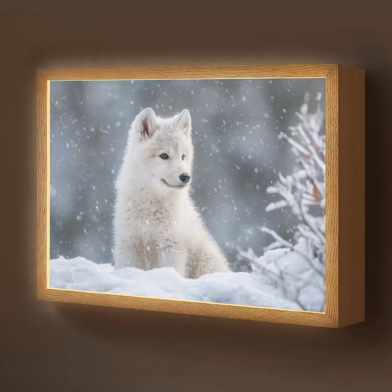 Wolf - Pup - Sneeuw Light Box met batterij (Wandlamp kind) middel -z3d_website