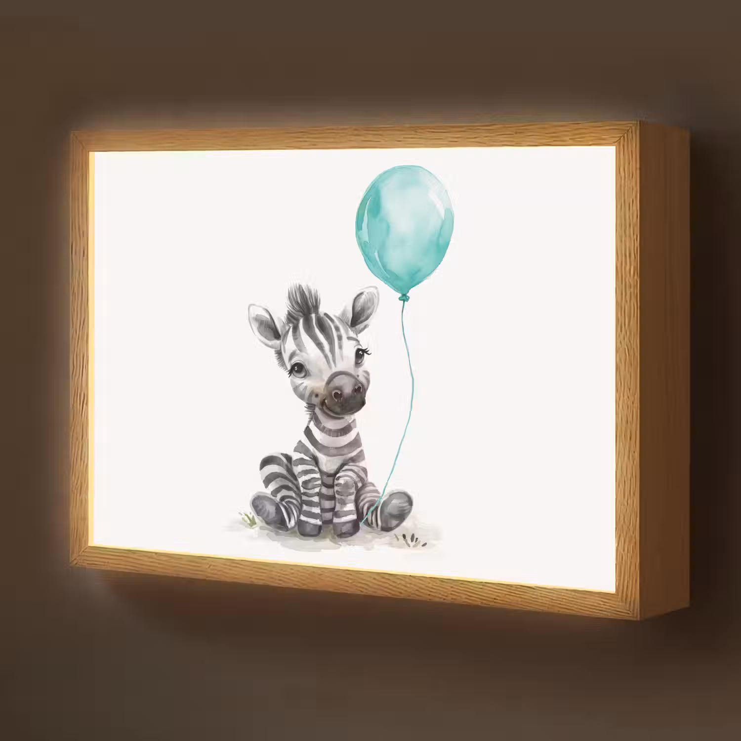 Zebra - Baby dier - Blauwe ballon Light Box met batterij (Wandlamp kind) middel -z3d_website