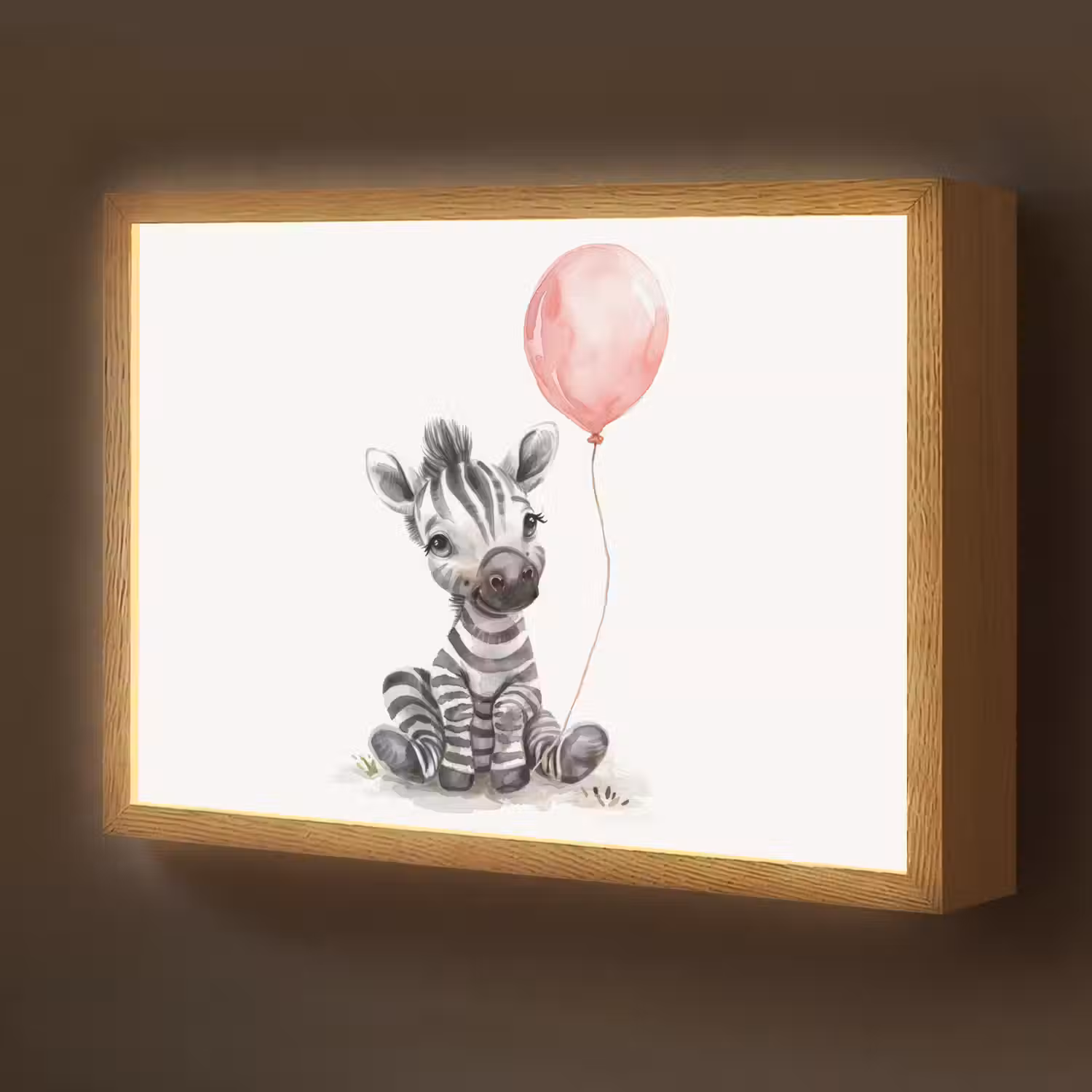Zebra - Baby - Dieren - Roze ballon Light Box met batterij (Wandlamp kind) middel -z3d_website