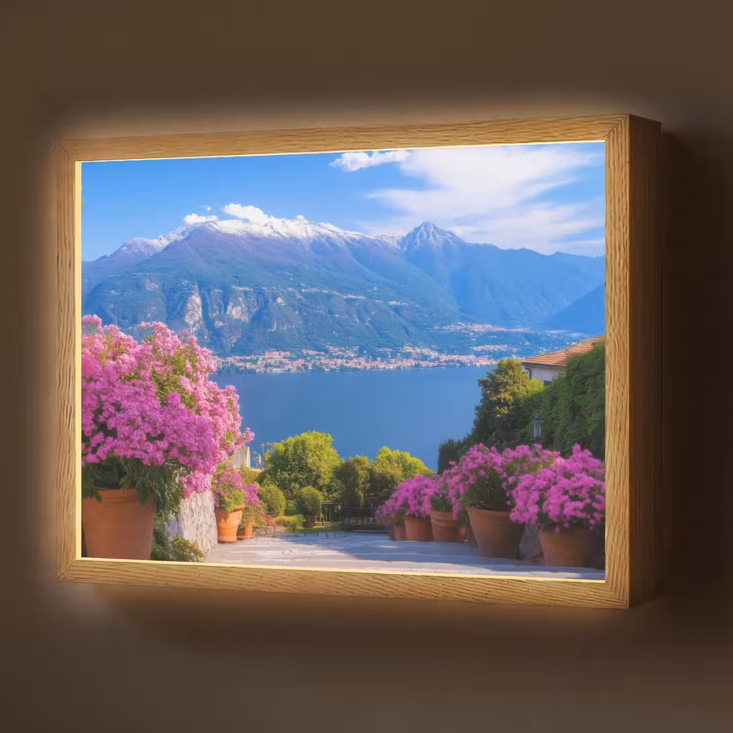 Lake Como - Italië - Landschap Light Box met batterij (Wandlamp) middel -z3d_website