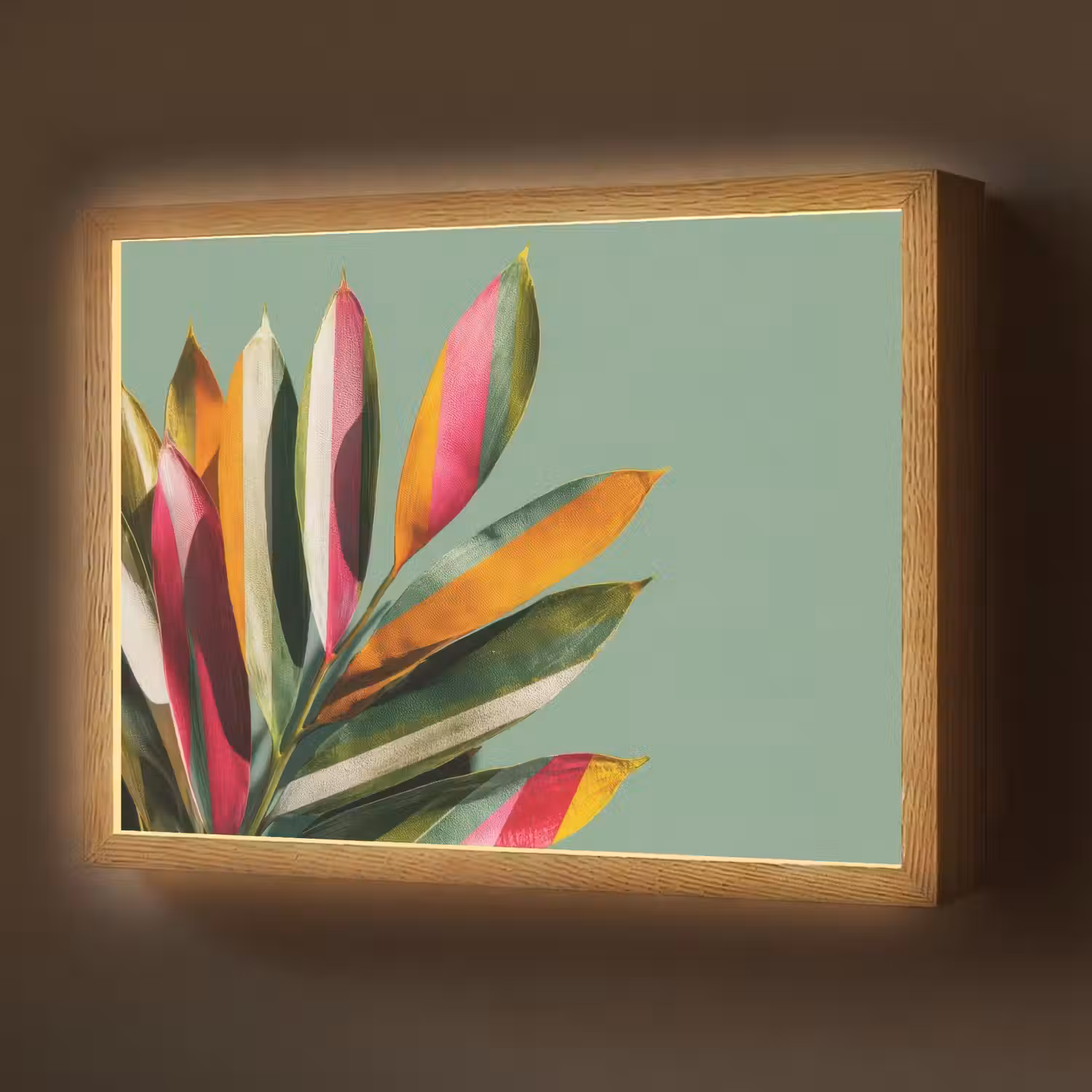Bladeren - Tak - Kleurrijk Light Box met batterij (Wandlamp) middel -z3d_website
