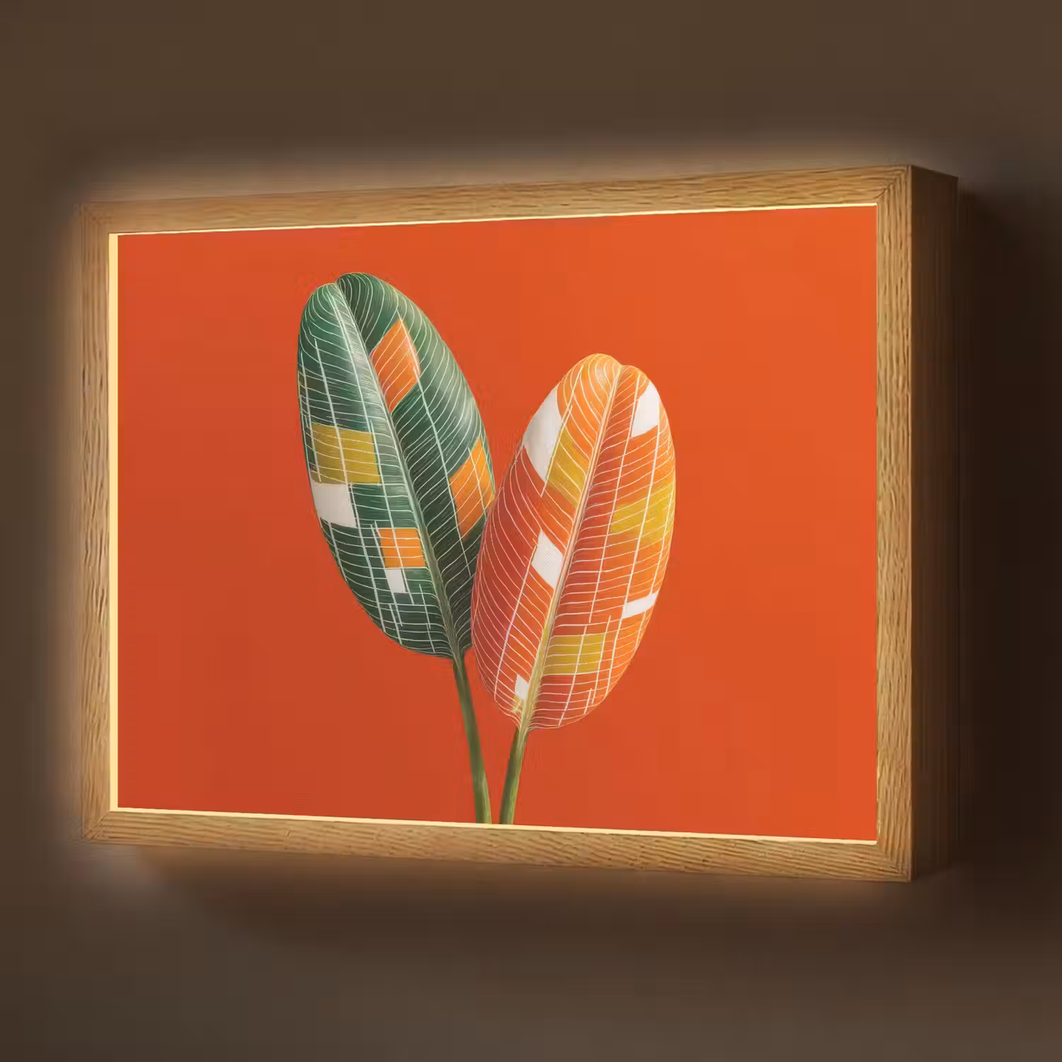Bladeren - Ovaal - Mozaïek - Patroon Light Box met batterij (Wandlamp) middel -z3d_website