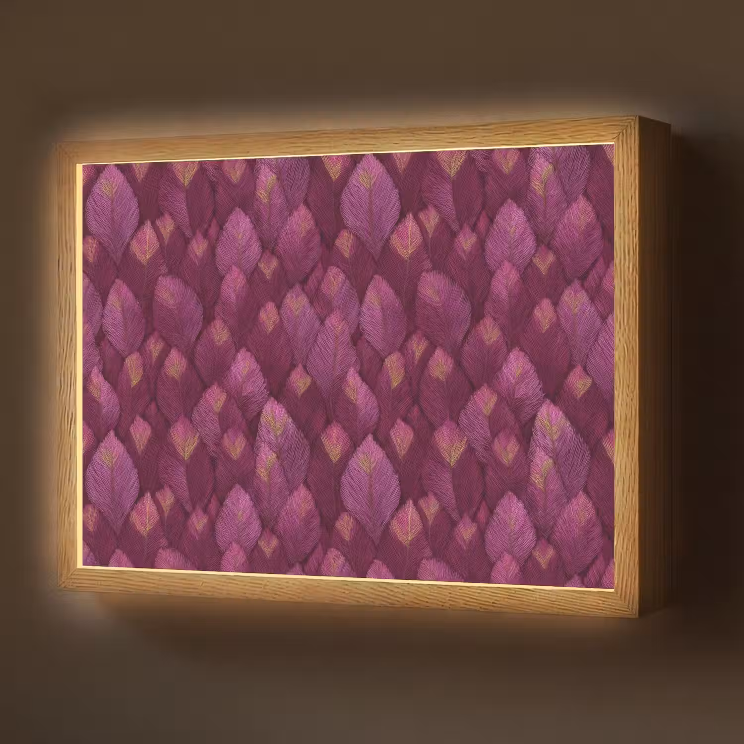 Bladeren - Patroon - Burgundy Light Box met batterij (Wandlamp) middel 907 -z3d_website