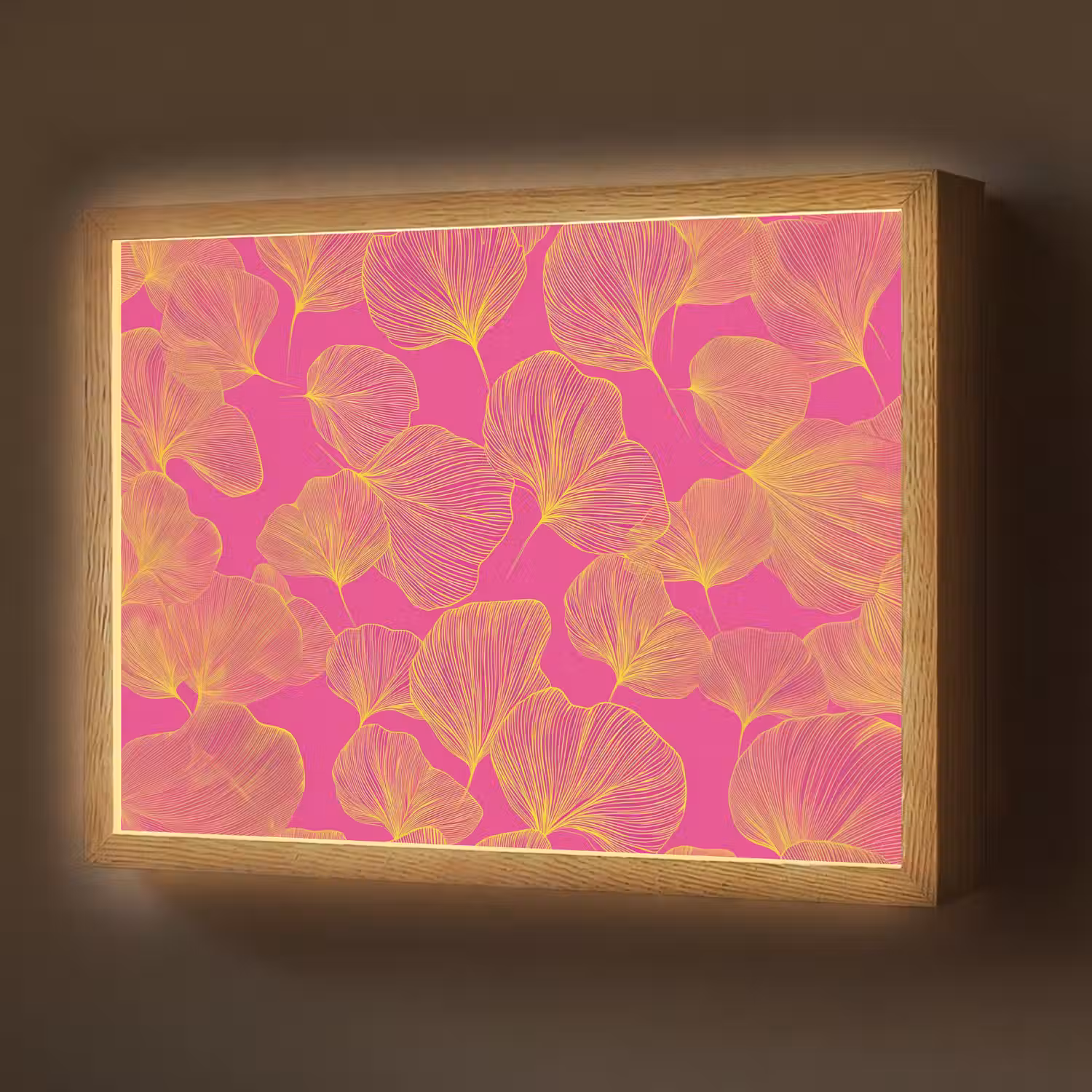 Bladeren - Nerven - Grafisch - Roze Light Box met batterij (Wandlamp) middel -z3d_website